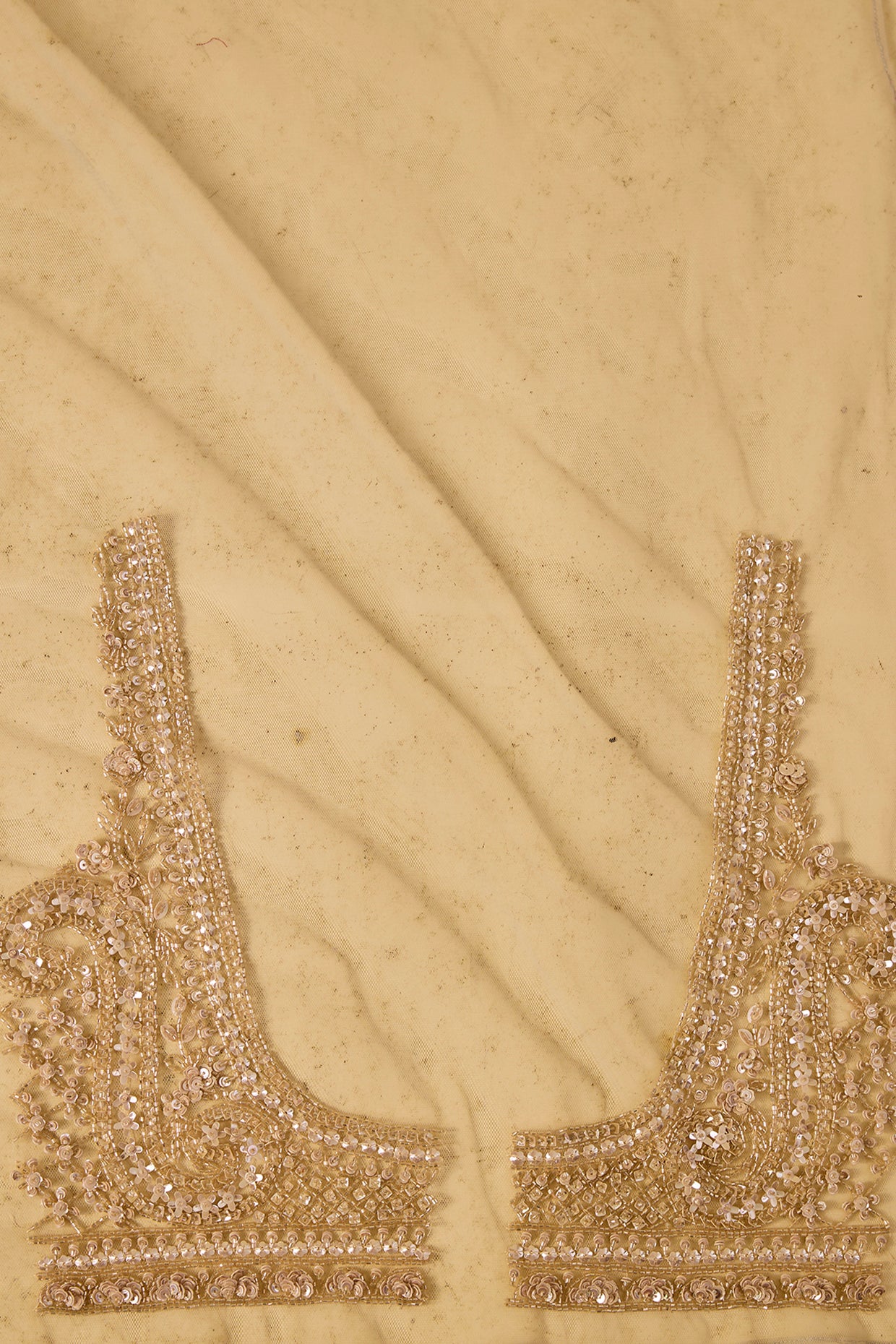 grey net sequin hand embroidered saree set