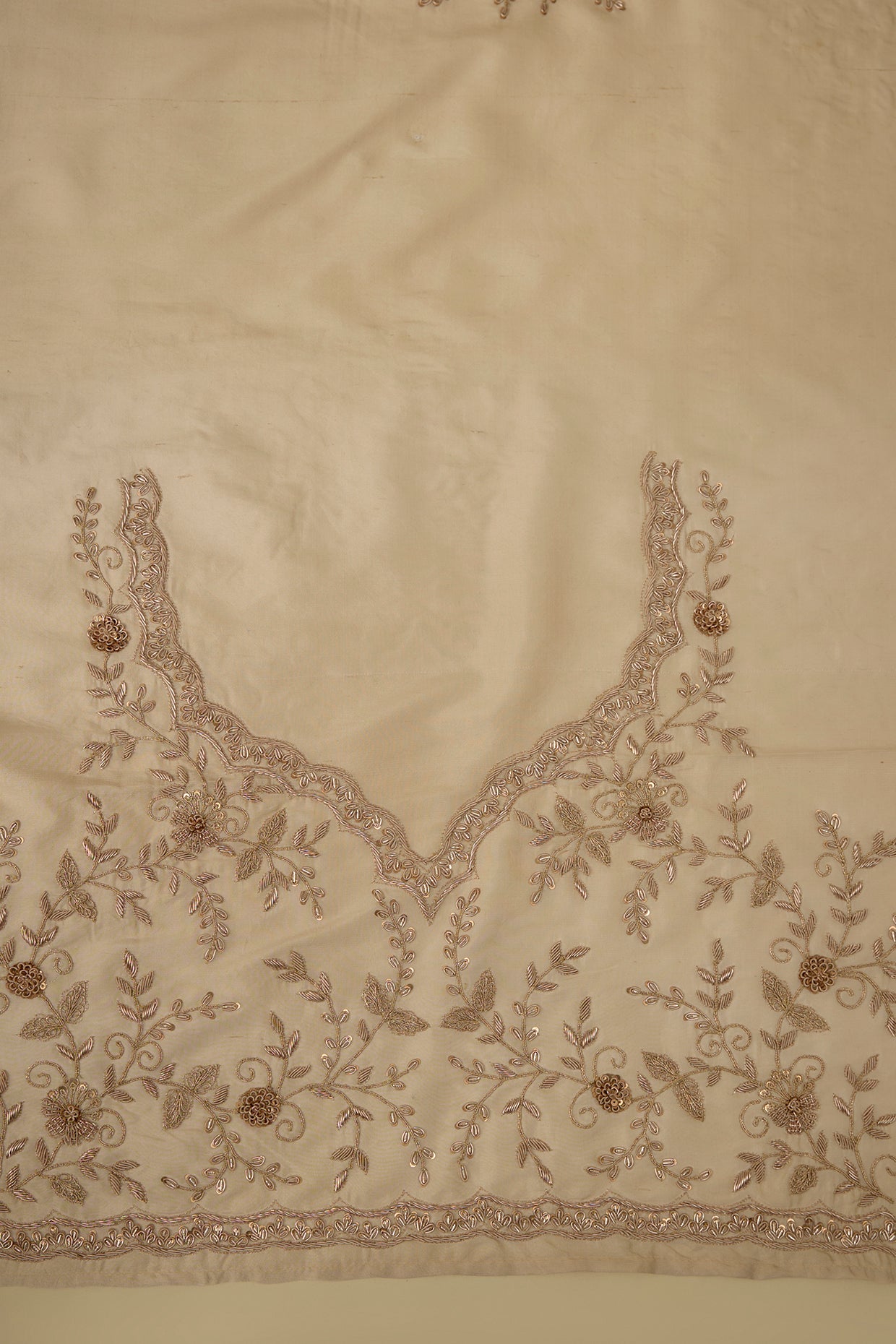 gold tissue hand & machine embroidered saree set