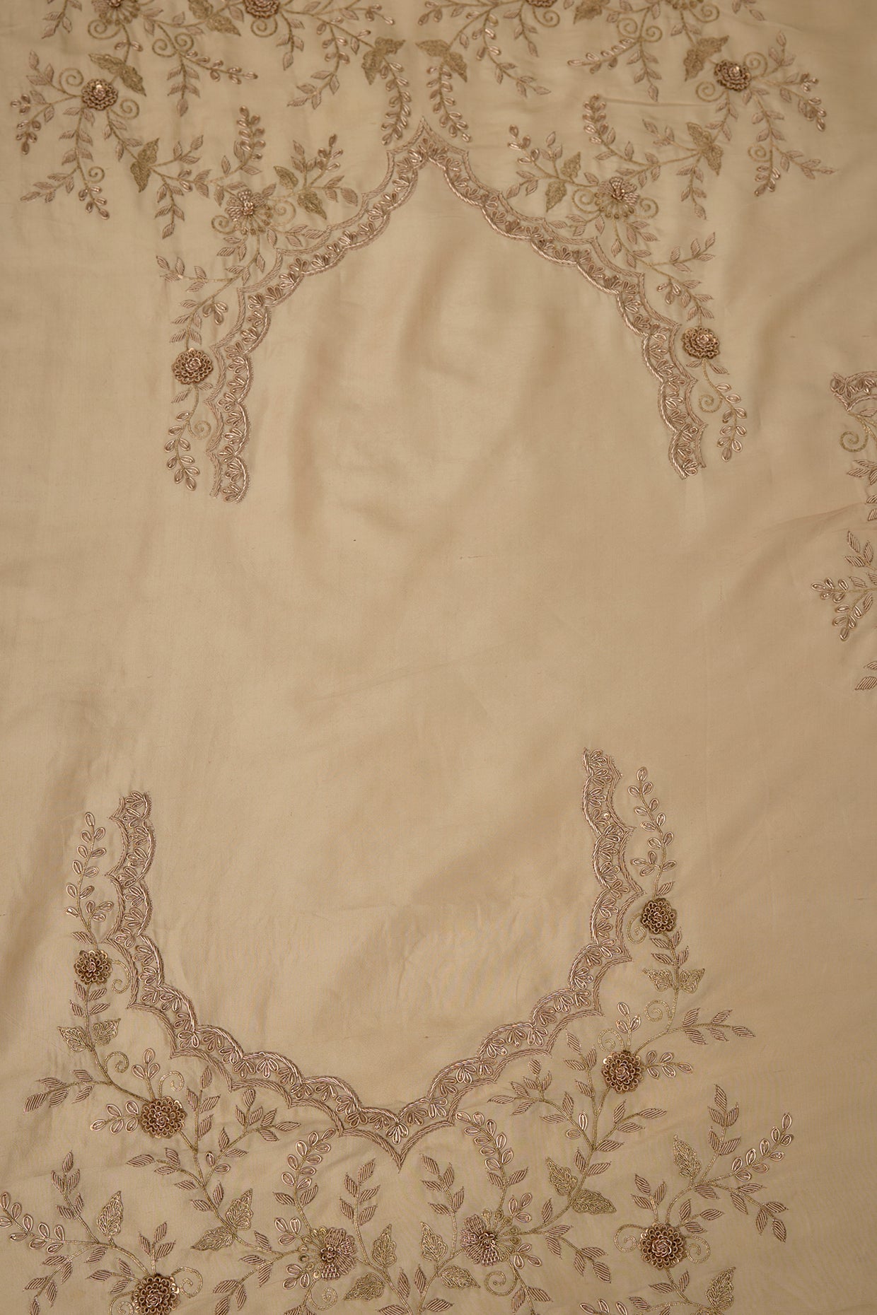 gold tissue hand & machine embroidered saree set