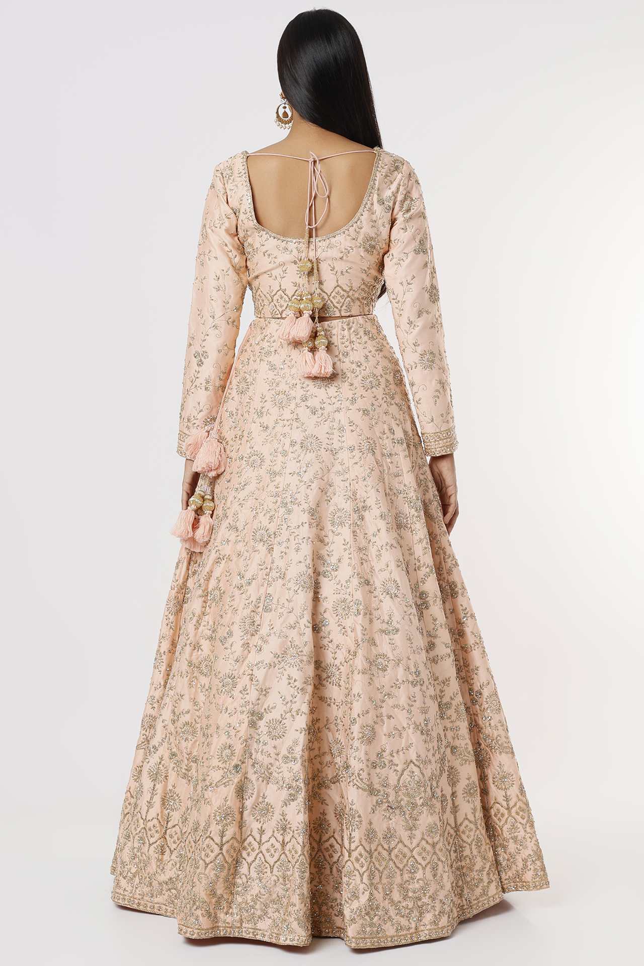 peach embellished gown