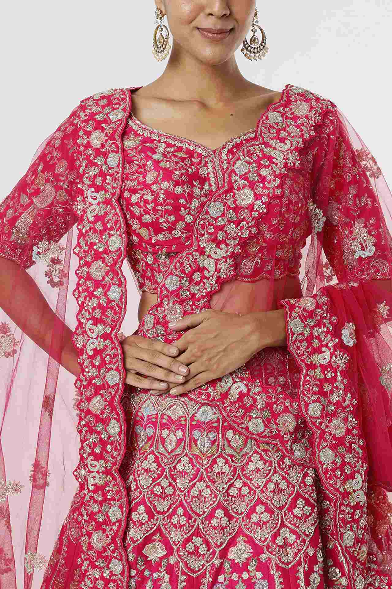Fuchsia Embroidered Lehenga Set