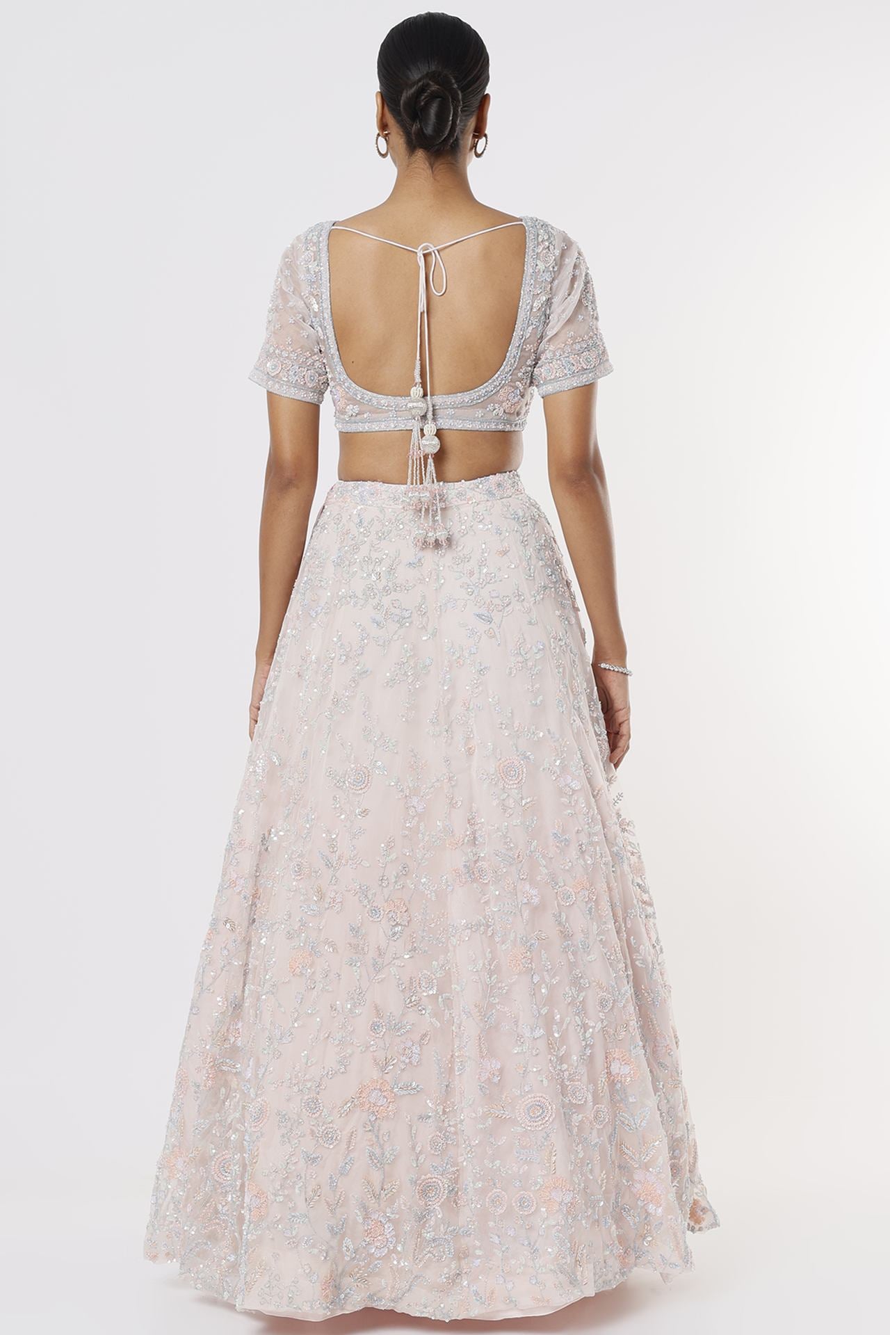 Peach Embroidered Lehenga Set