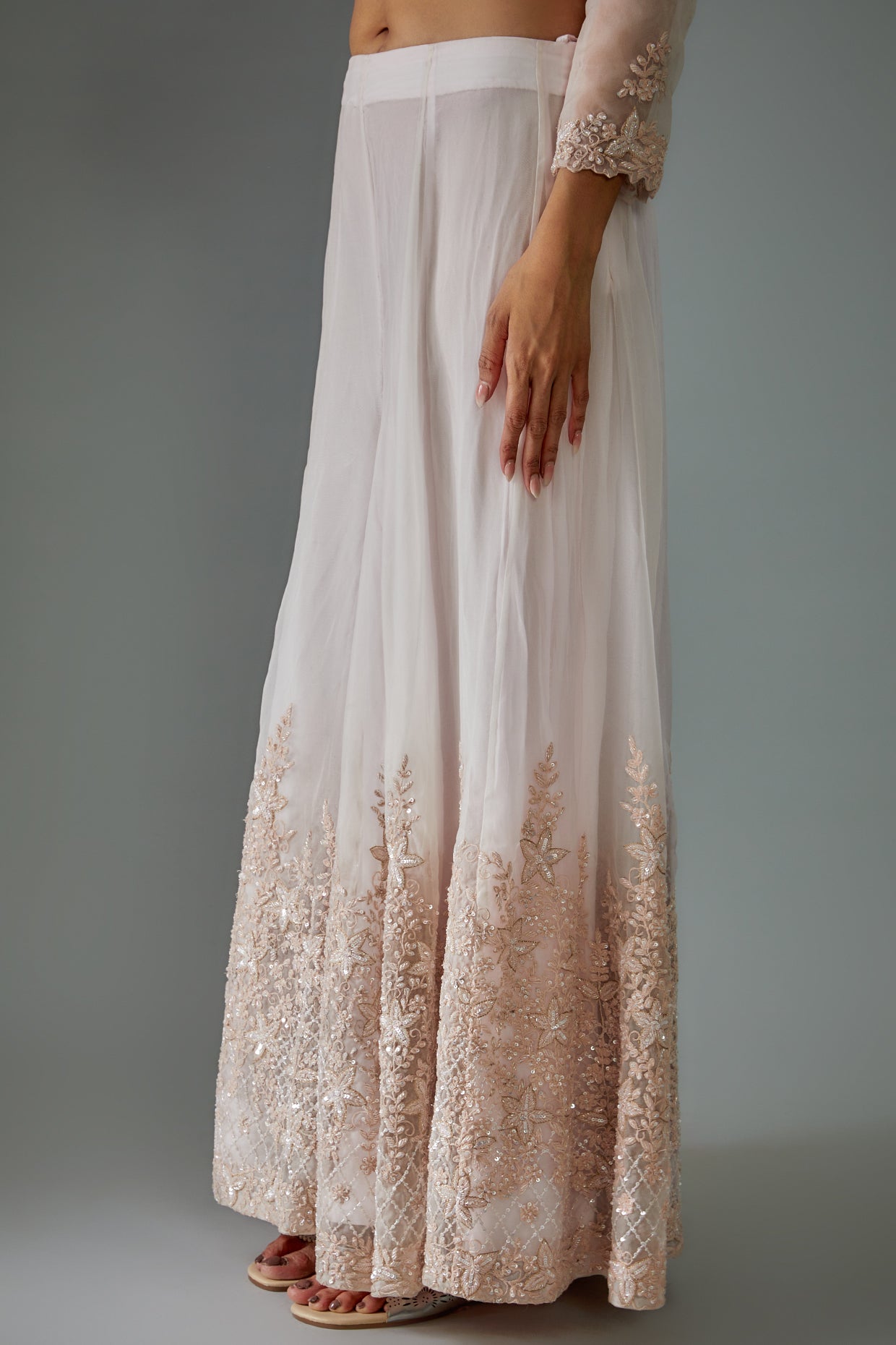 ivory net embroidered sharara set