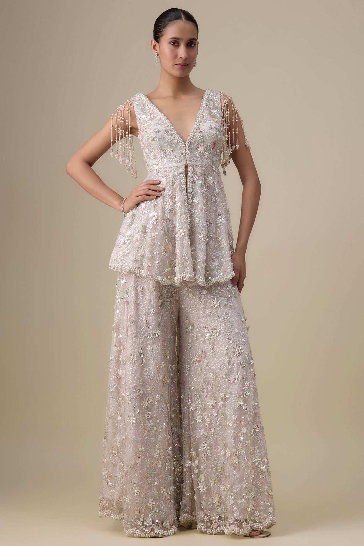 grey organza sharara set