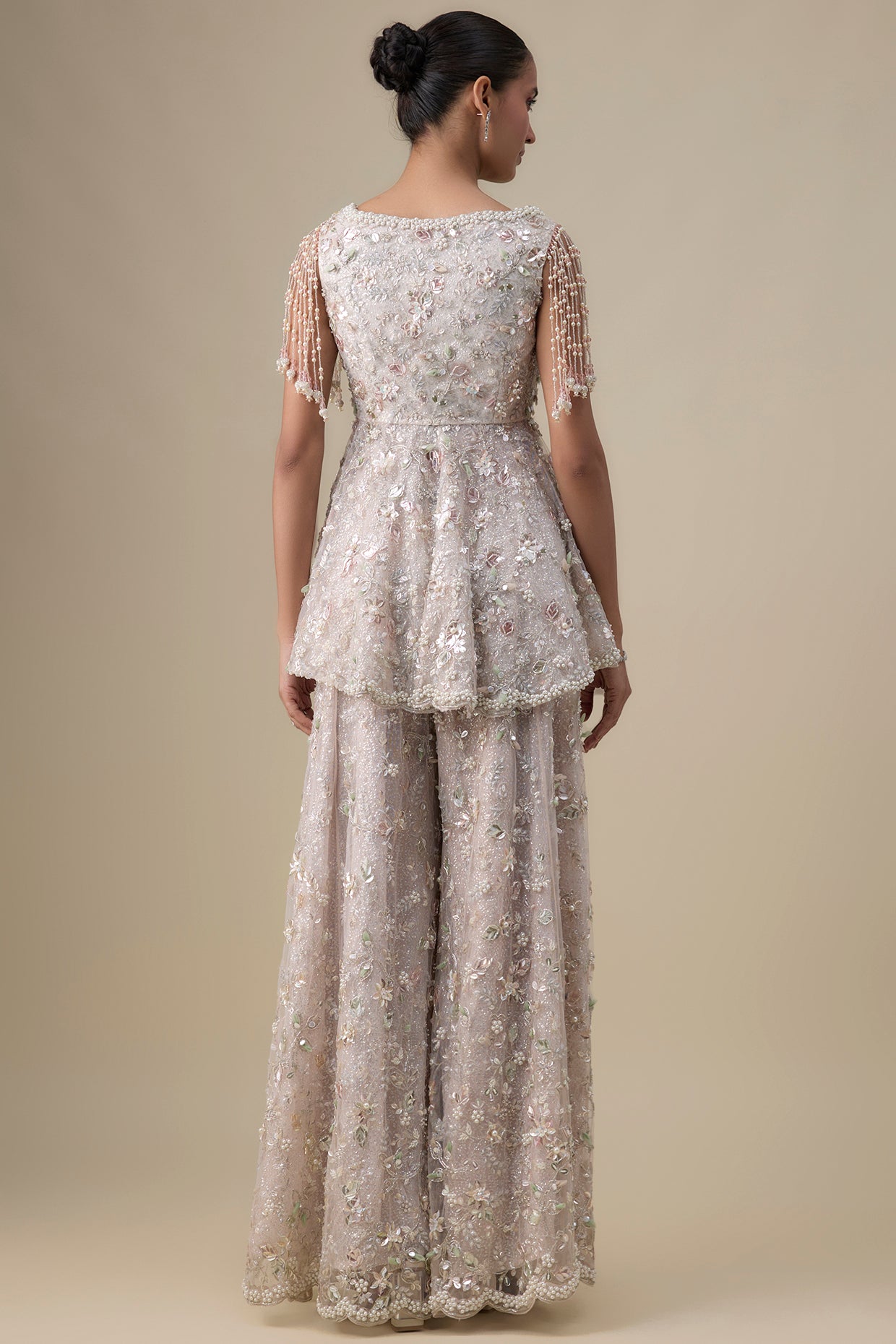 grey organza sharara set