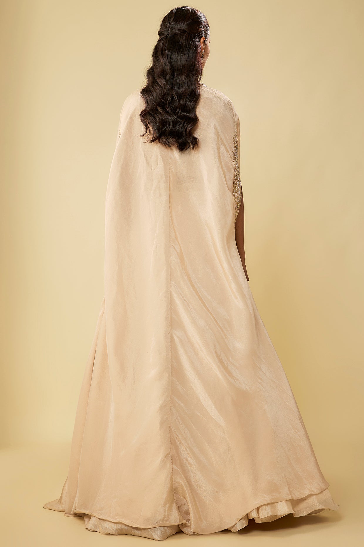 gold tissue zardosi embroidered jacket lehenga set