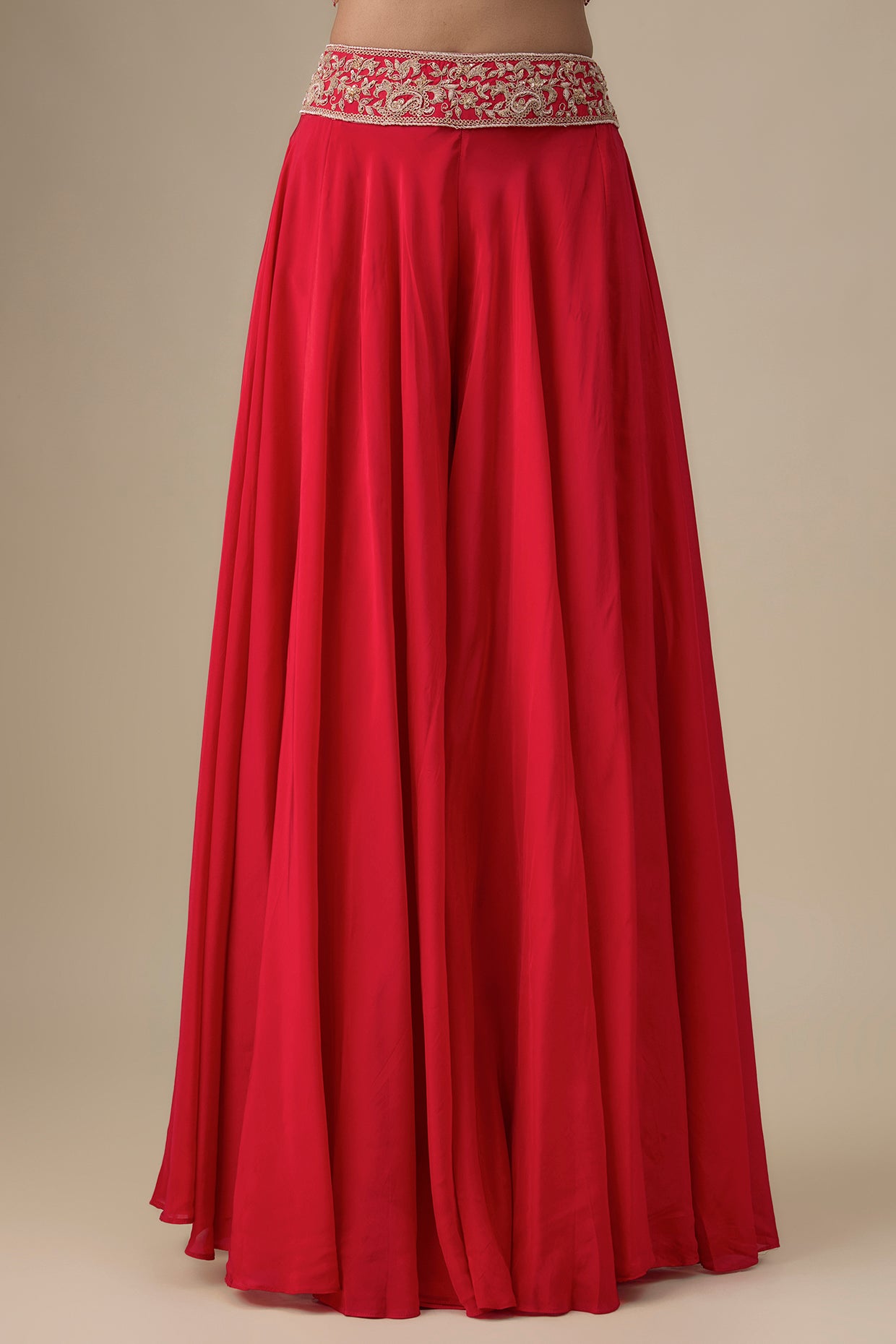 red habutai silk zardosi embroidered sharara set