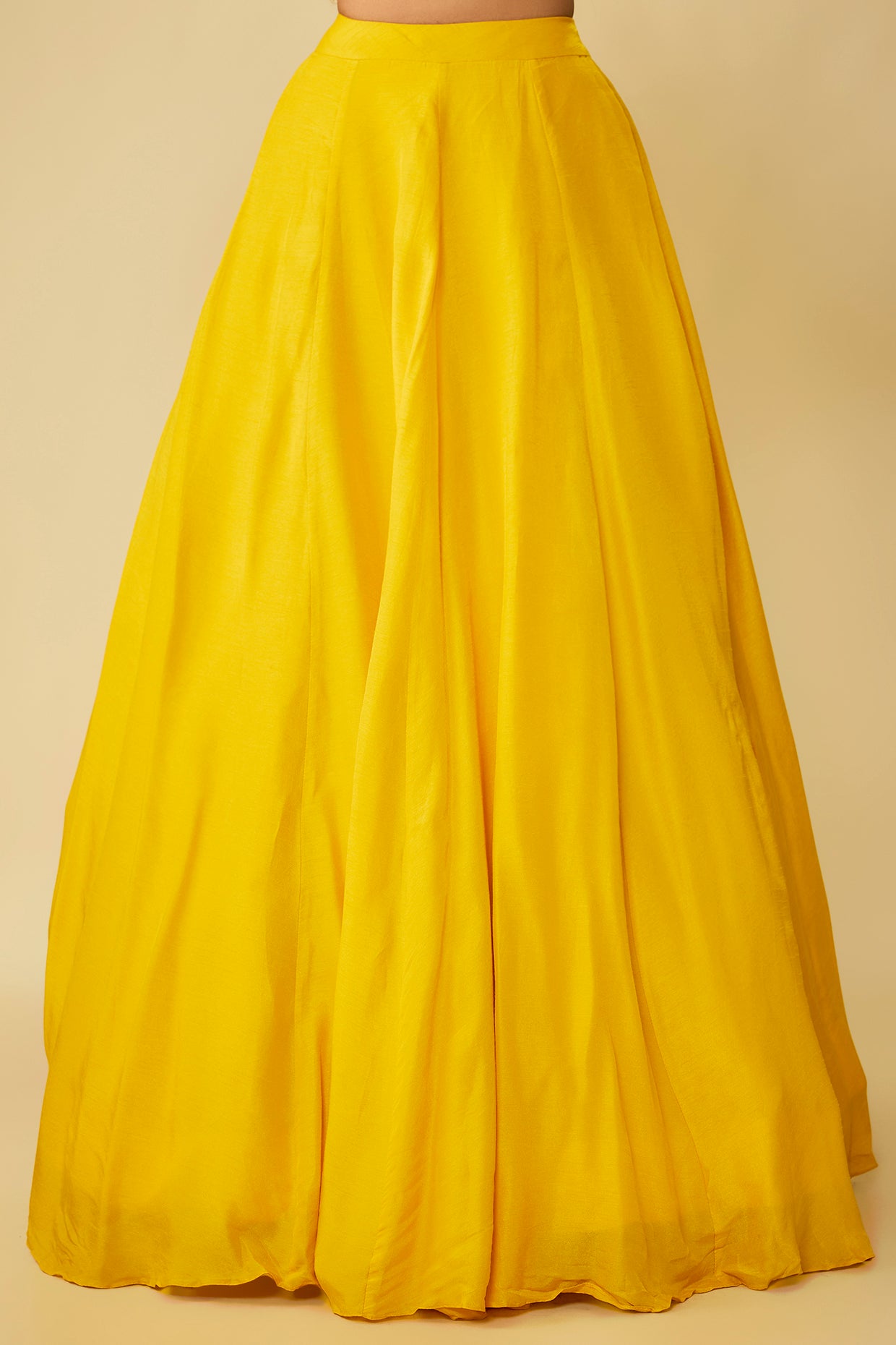 mustard chanderi jacket lehenga set