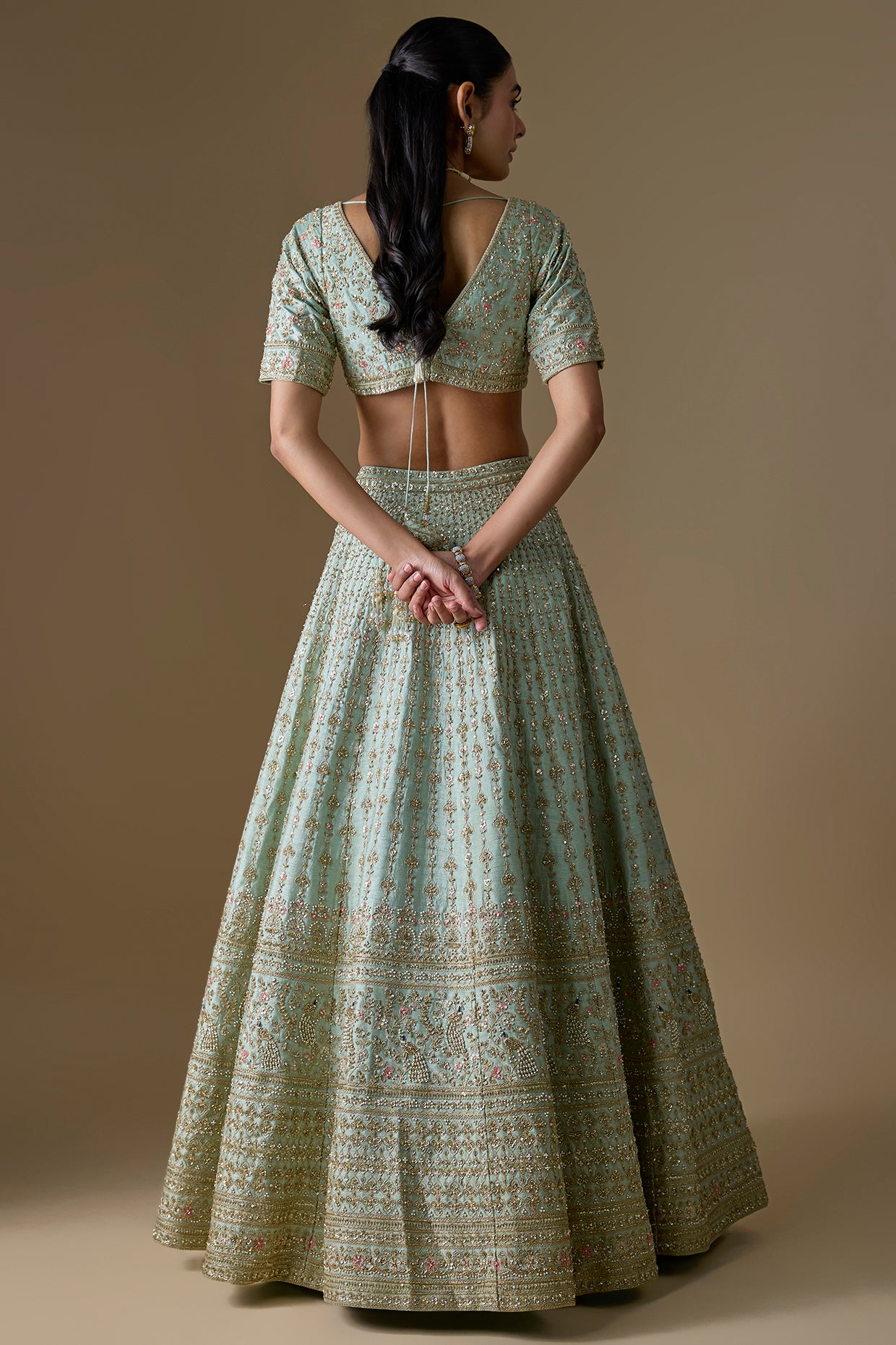 firoza raw silk zardosi hand embroidered lehenga set