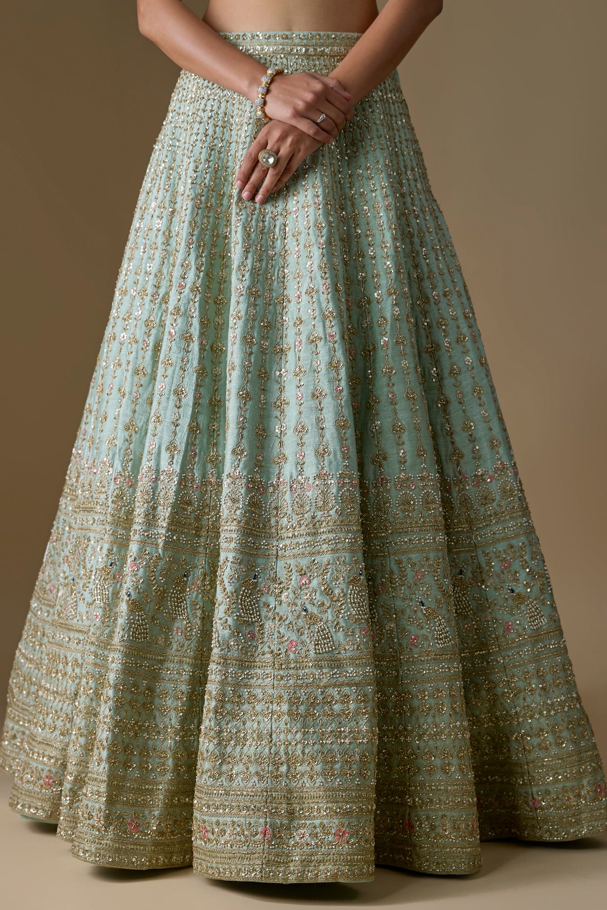 firoza raw silk zardosi hand embroidered lehenga set