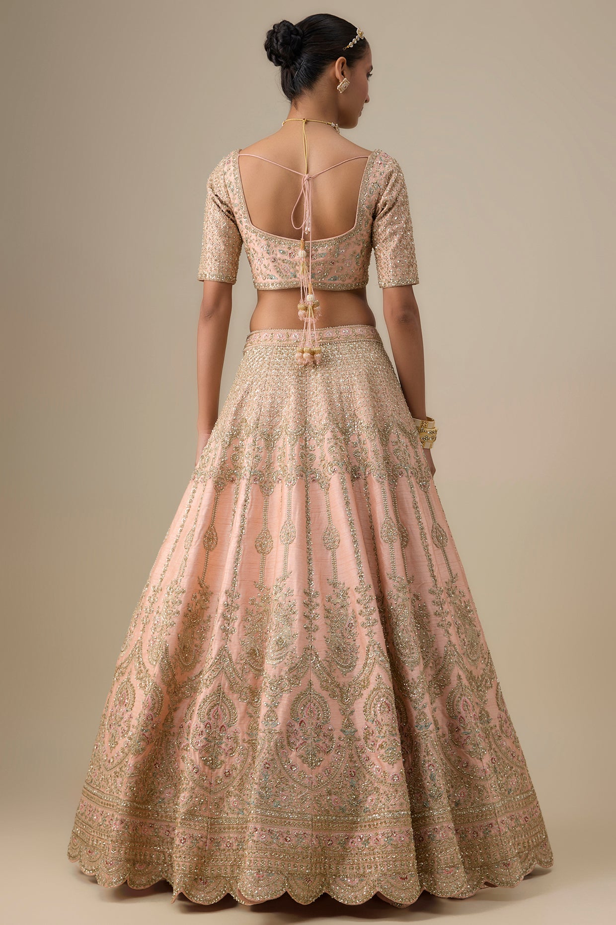 pink raw silk zardosi embroidered lehenga set