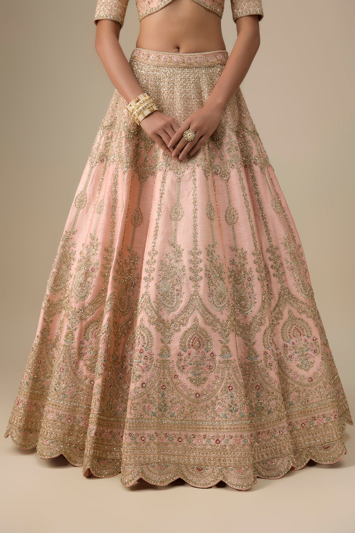 pink raw silk zardosi embroidered lehenga set