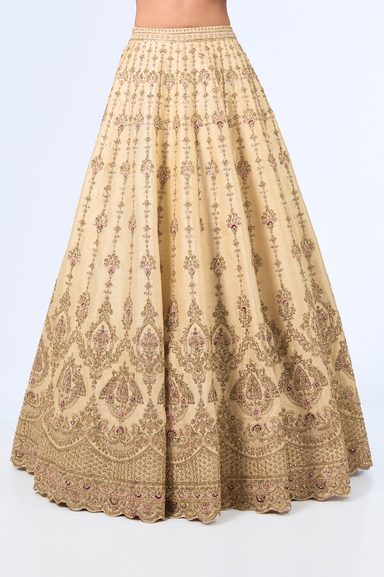 ivory raw silk zardosi hand embroidered lehenga set
