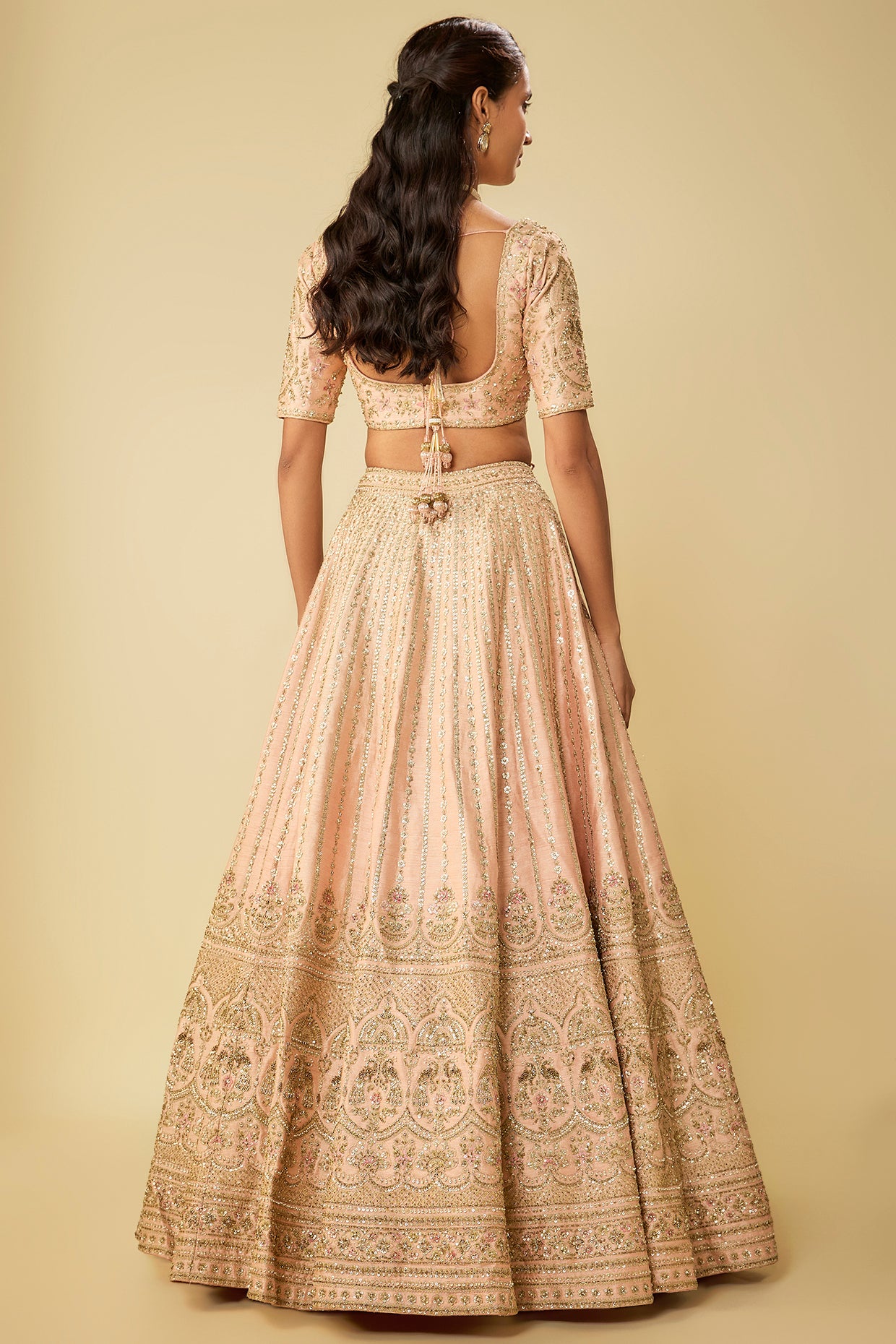 pink raw silk zardosi embroidered lehenga set