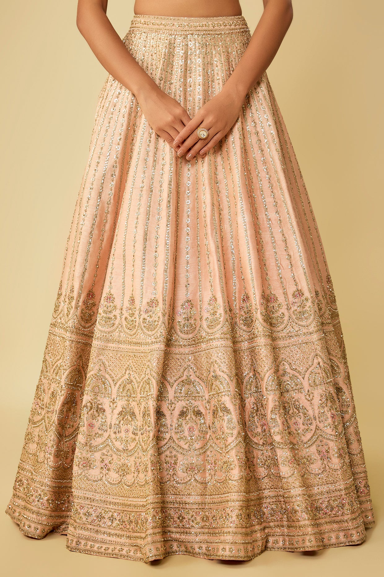 pink raw silk zardosi embroidered lehenga set