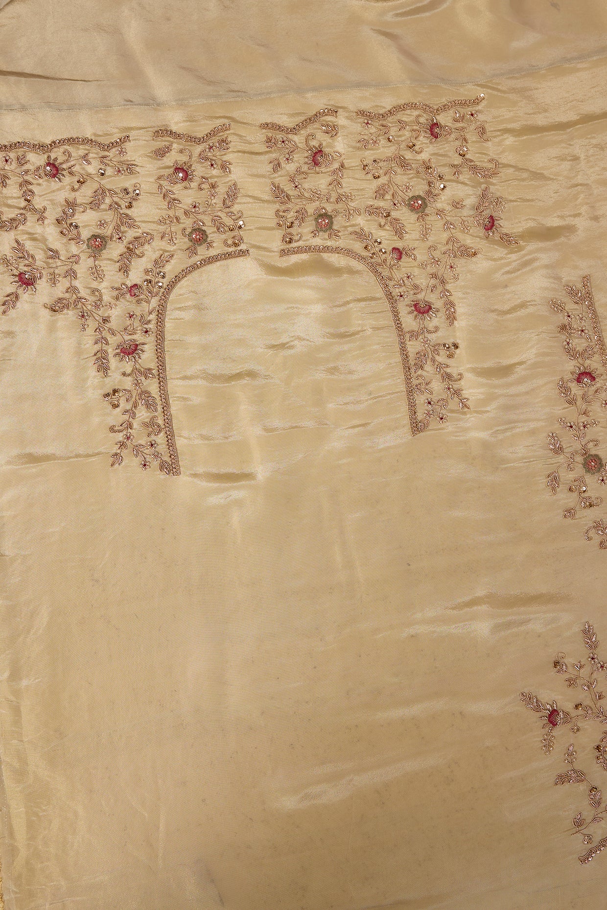 aqua tissue hand & machine embroidered saree set