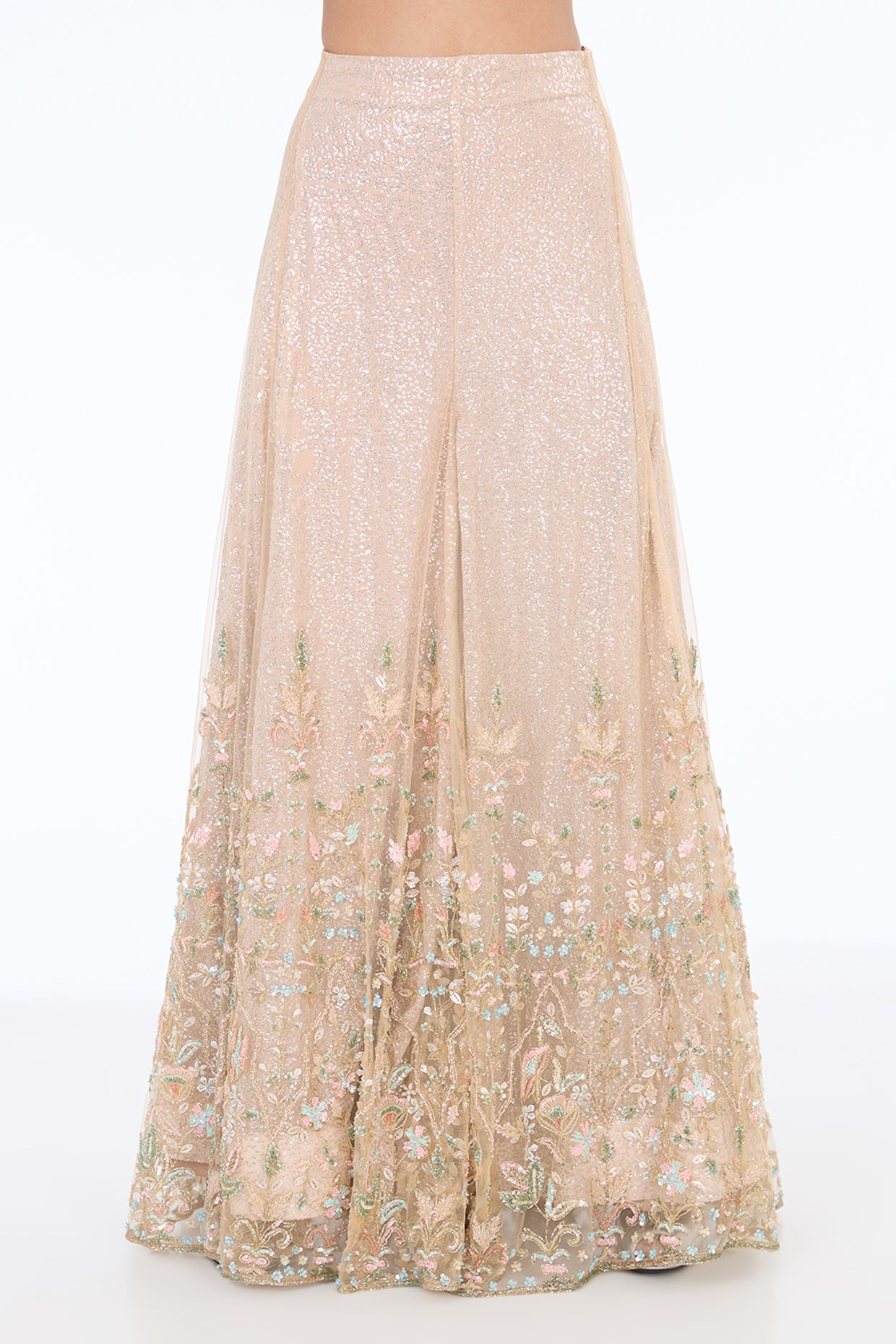 grey net hand embroidered sharara set