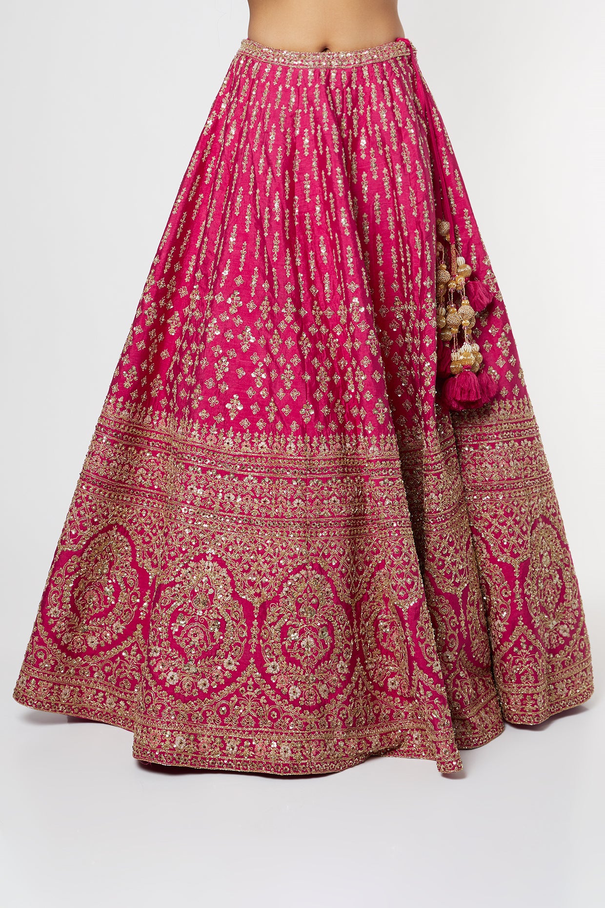 fuchsia hand embroidered lehenga set