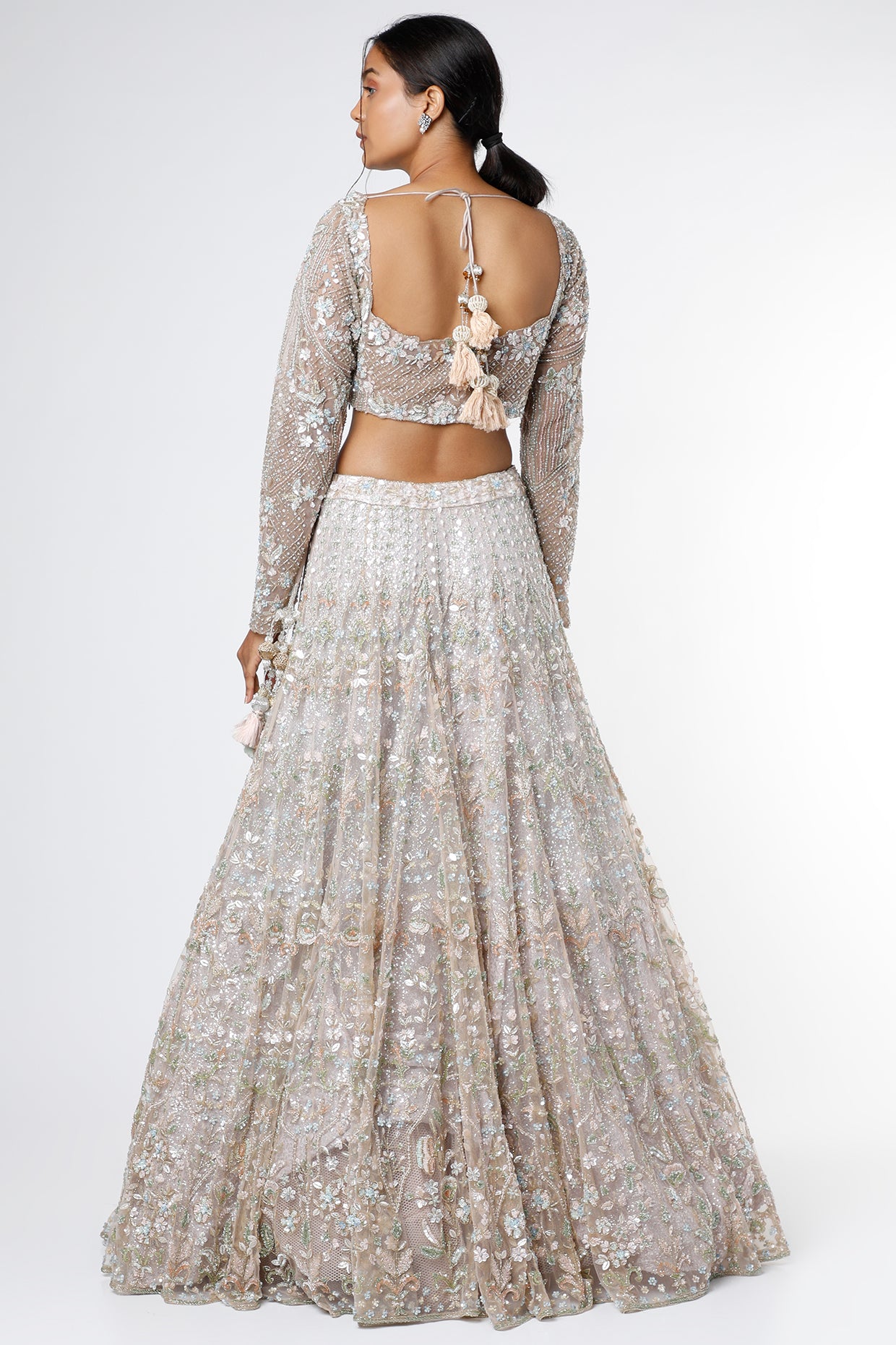 shimmer grey sequins embroidered lehenga set