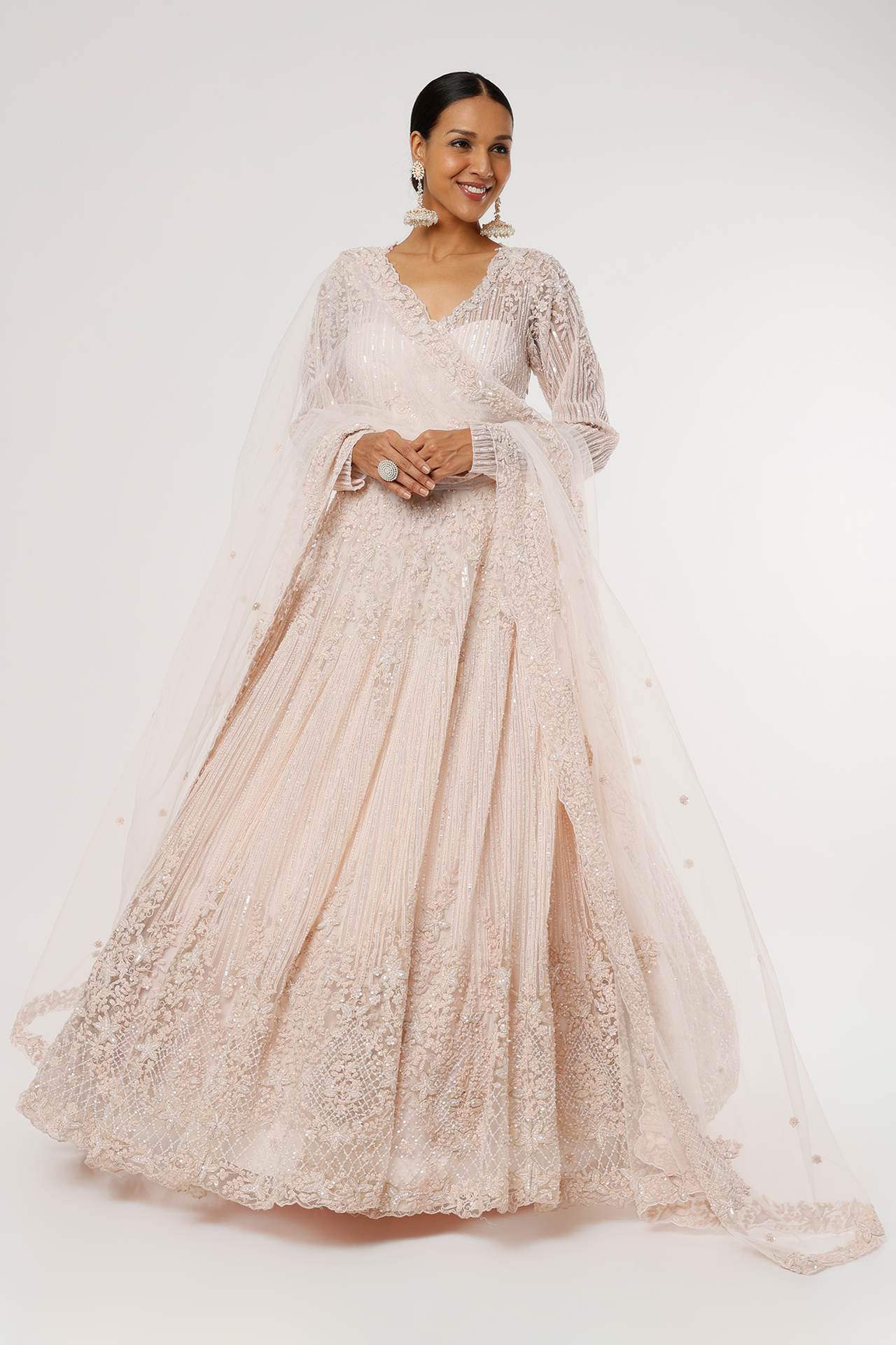 blush pink embellished gown