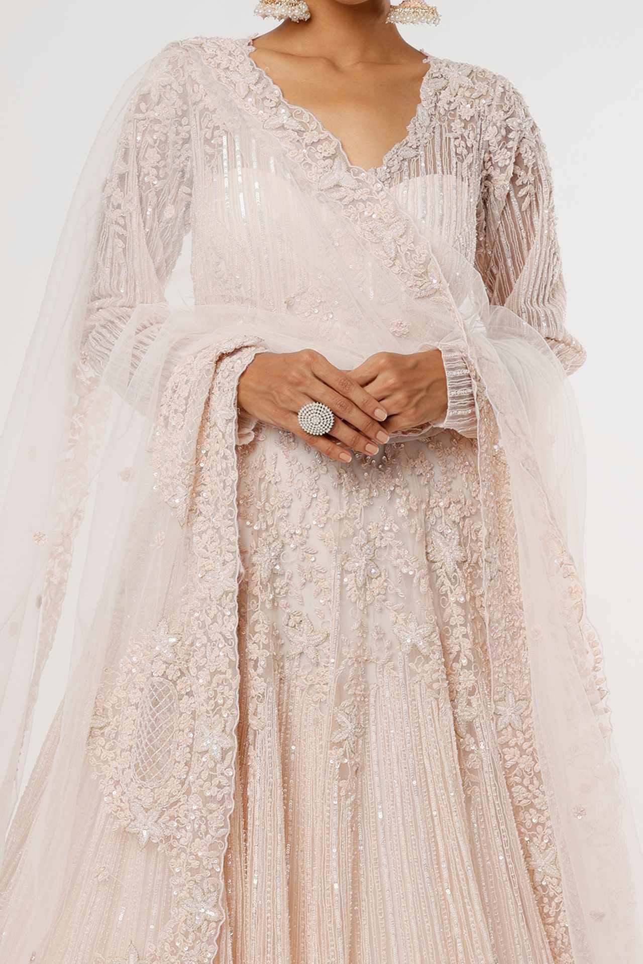 blush pink embellished gown