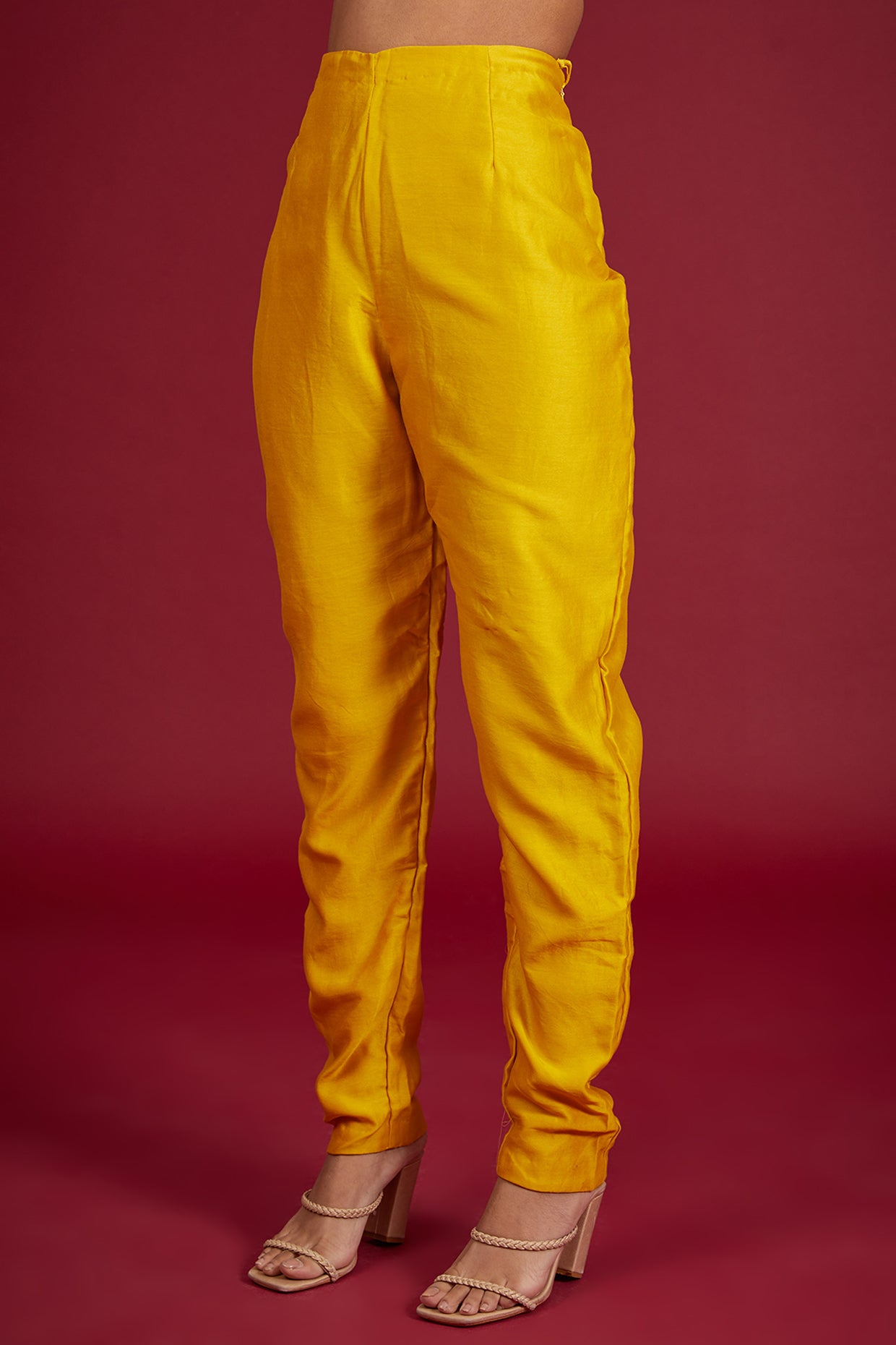 mustard chanderi sequins embroidered kurta set