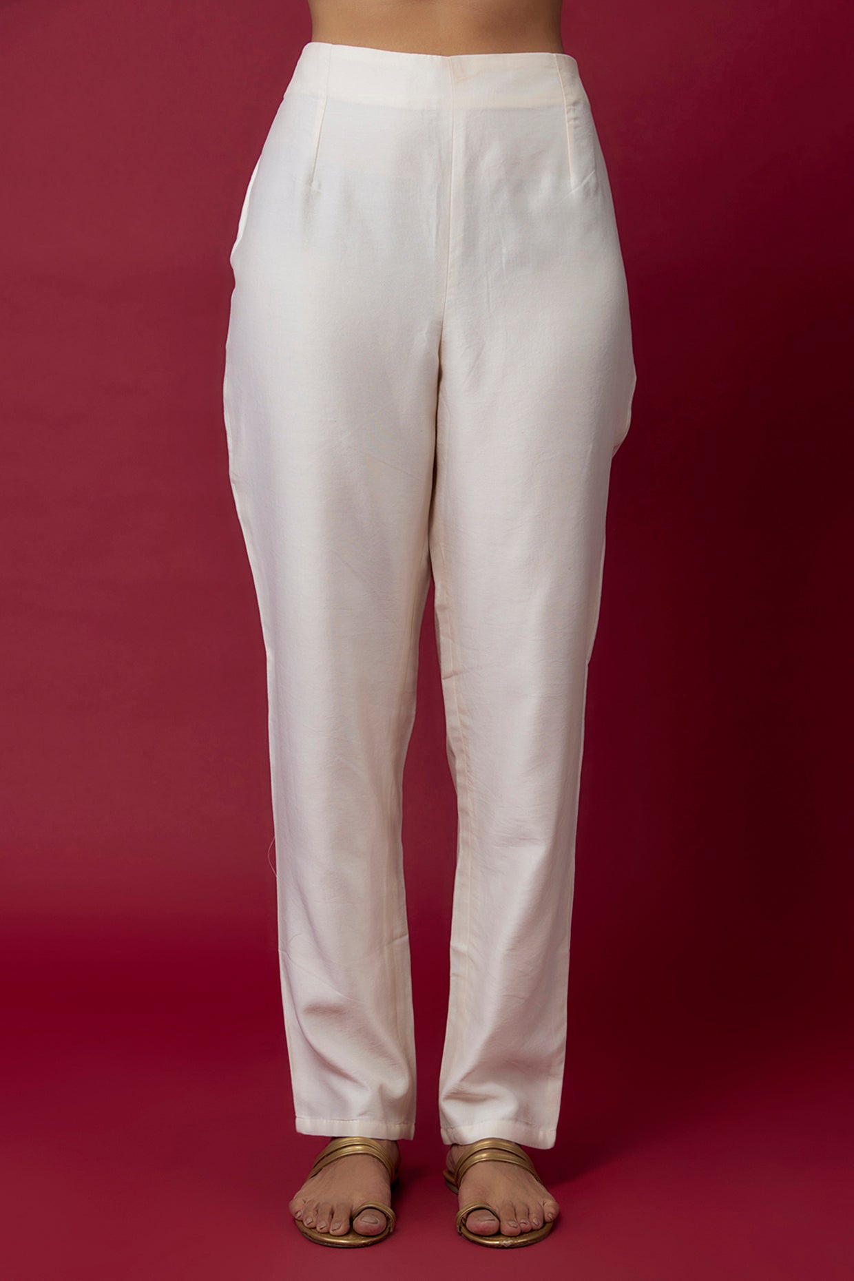 Ivory Chanderi Hand & Machine Embroidered Kurta Set