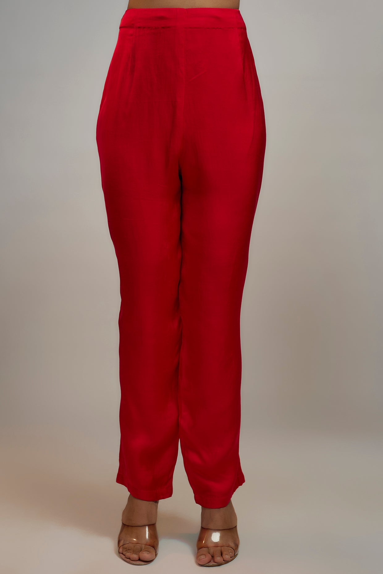 red bemberg satin co-ord set