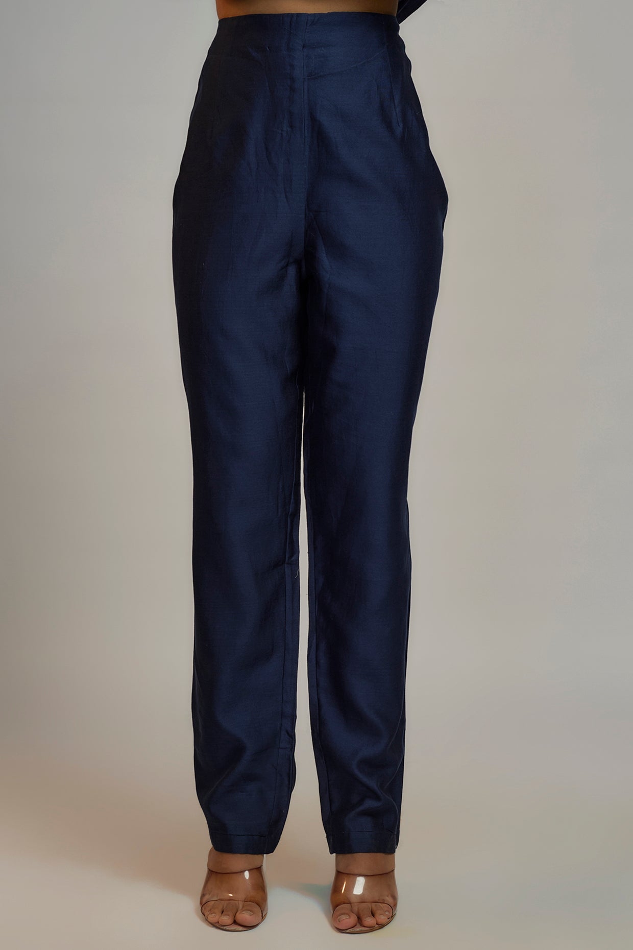 Navy Blue Chanderi Gota Embroidered Kurta Set