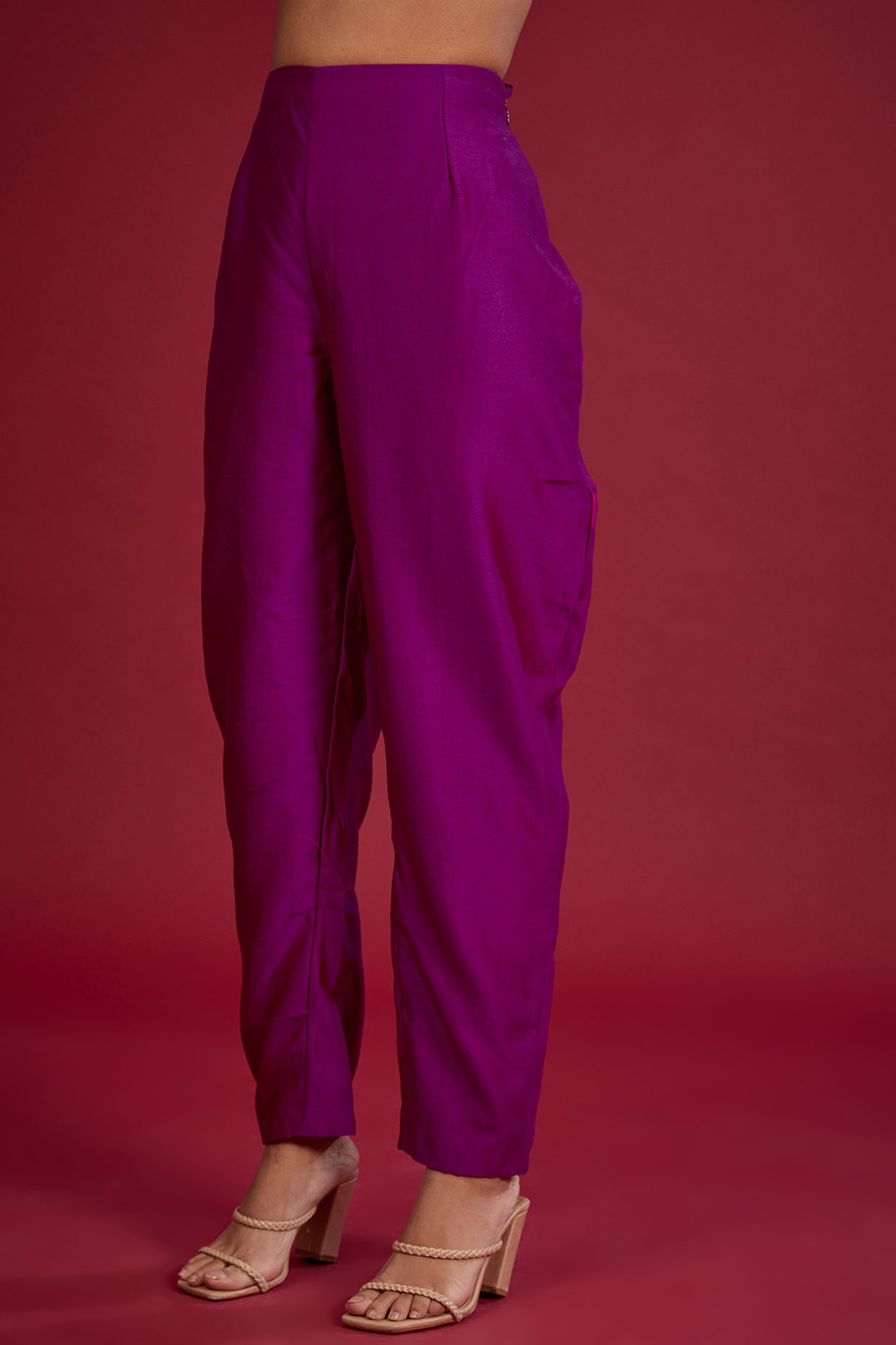 purple chanderi sequins embroidered kurta set