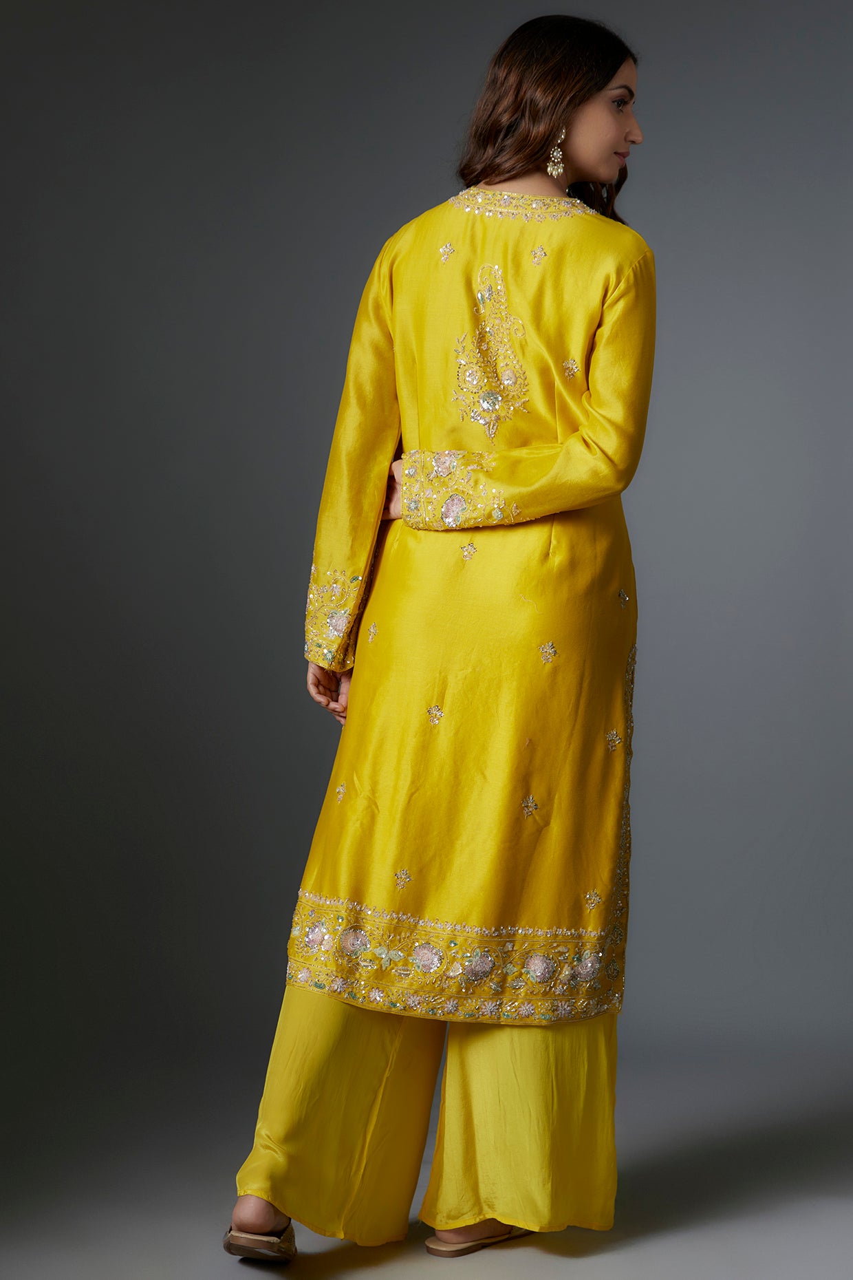yellow chanderi sharara set