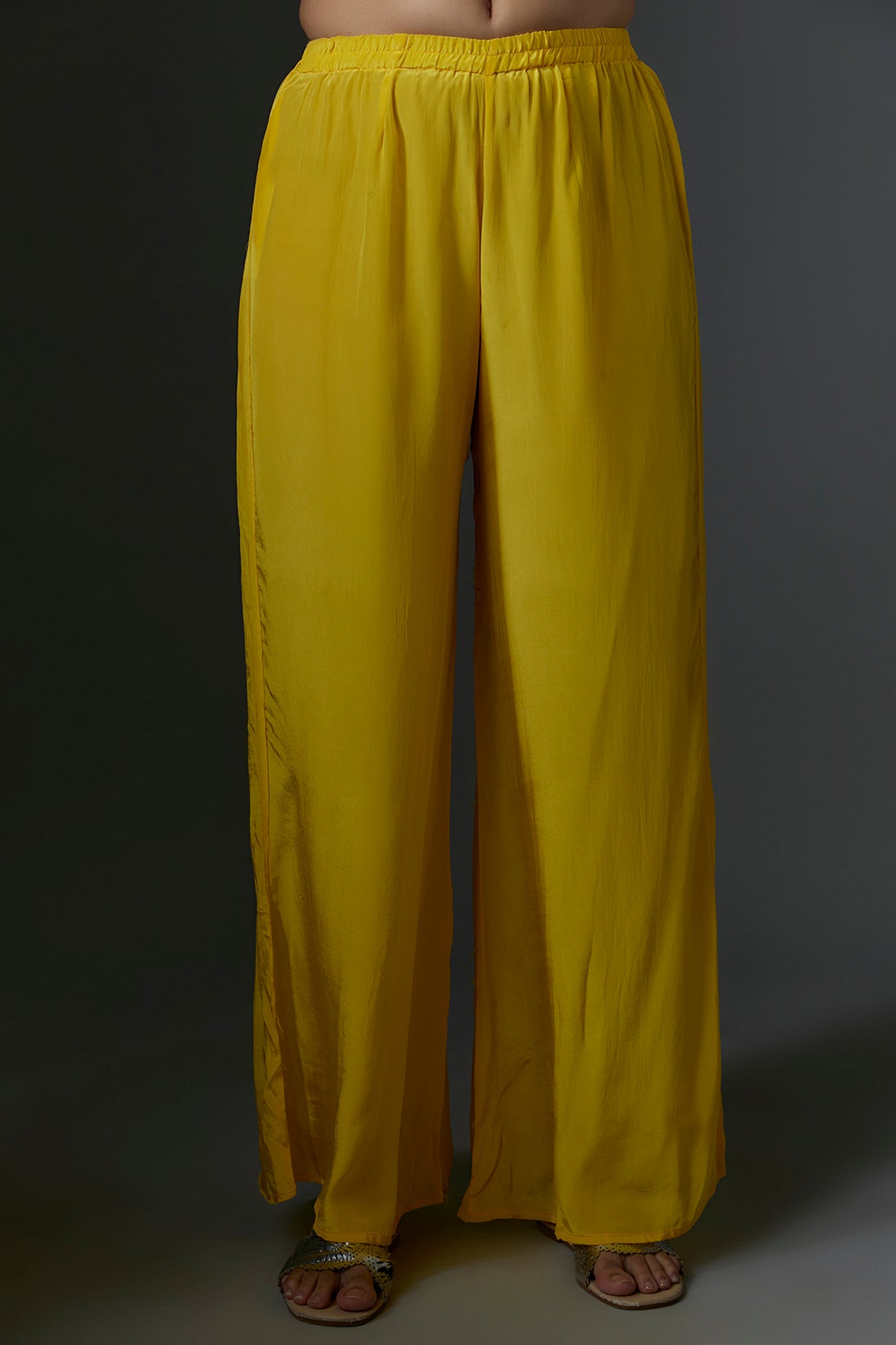 yellow chanderi sharara set