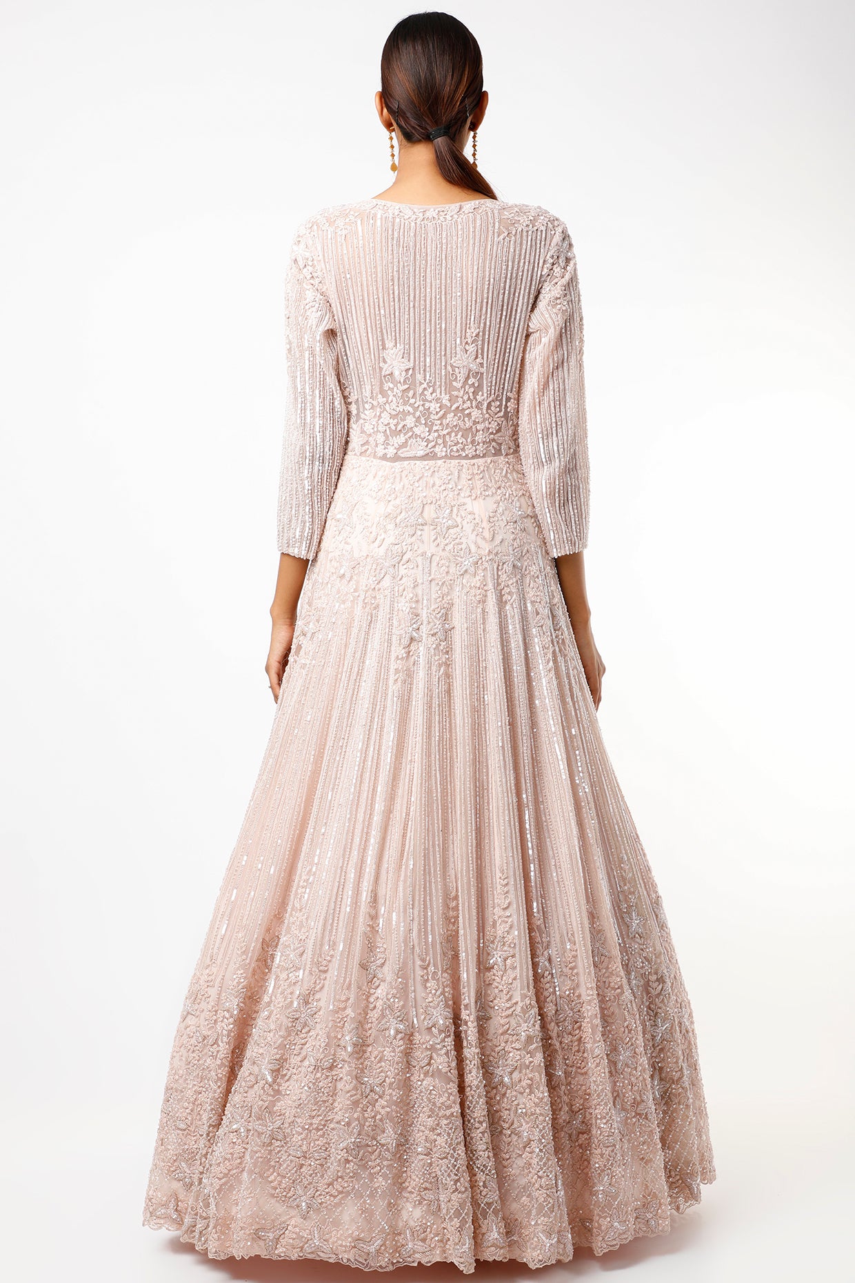 blush pink sequins embellished gown