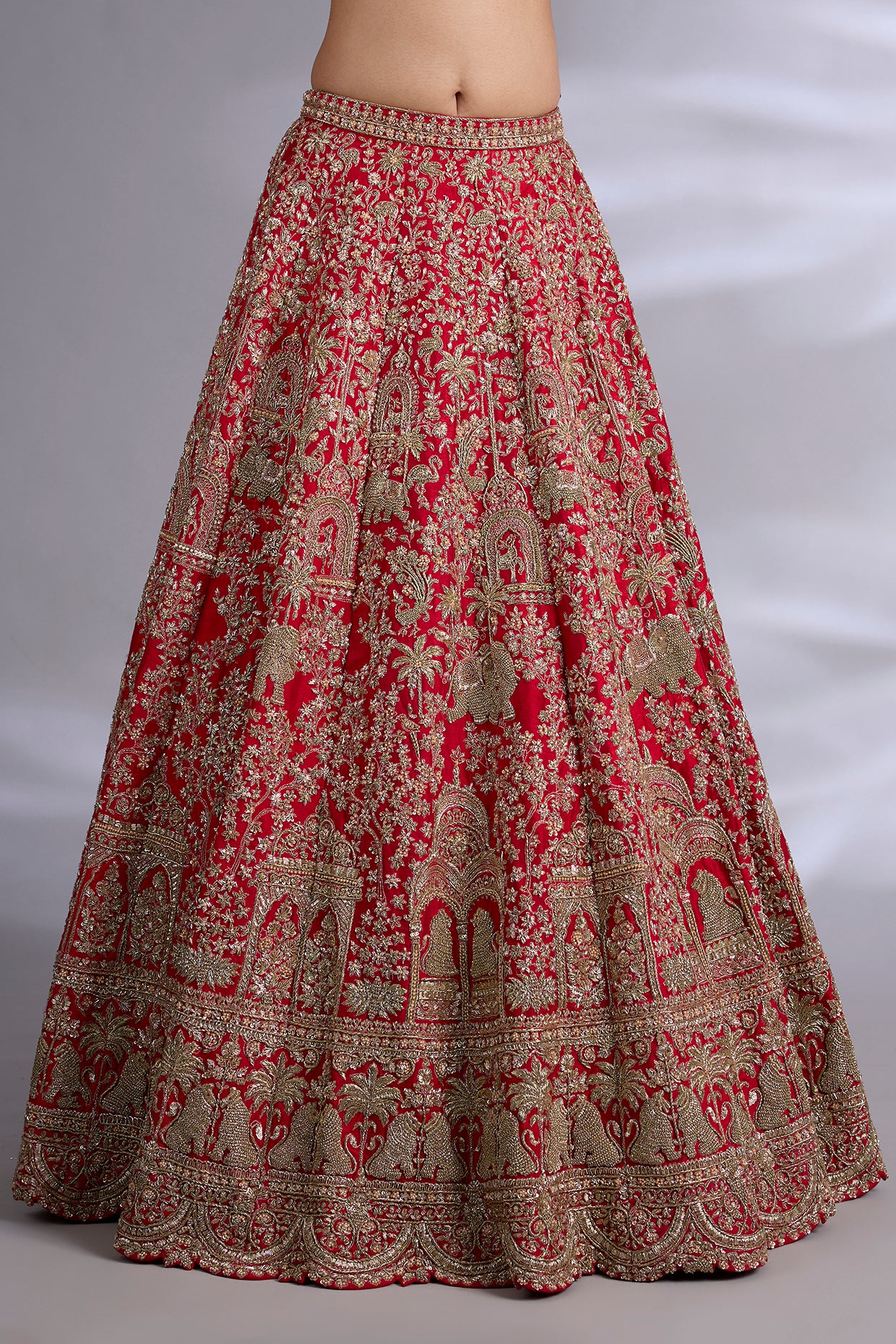 red raw silk lehenga set