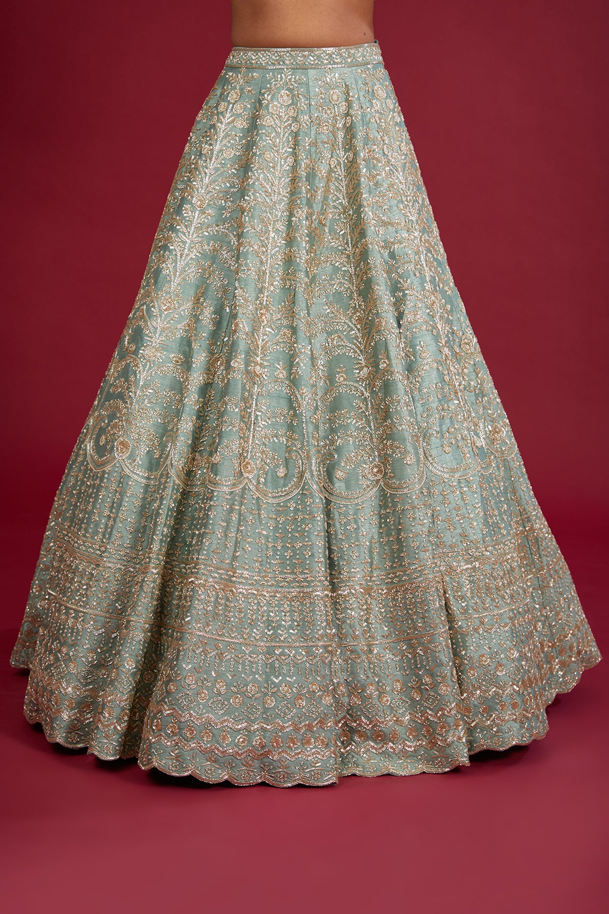 Firoza raw silk zardosi embroidered lehenga set