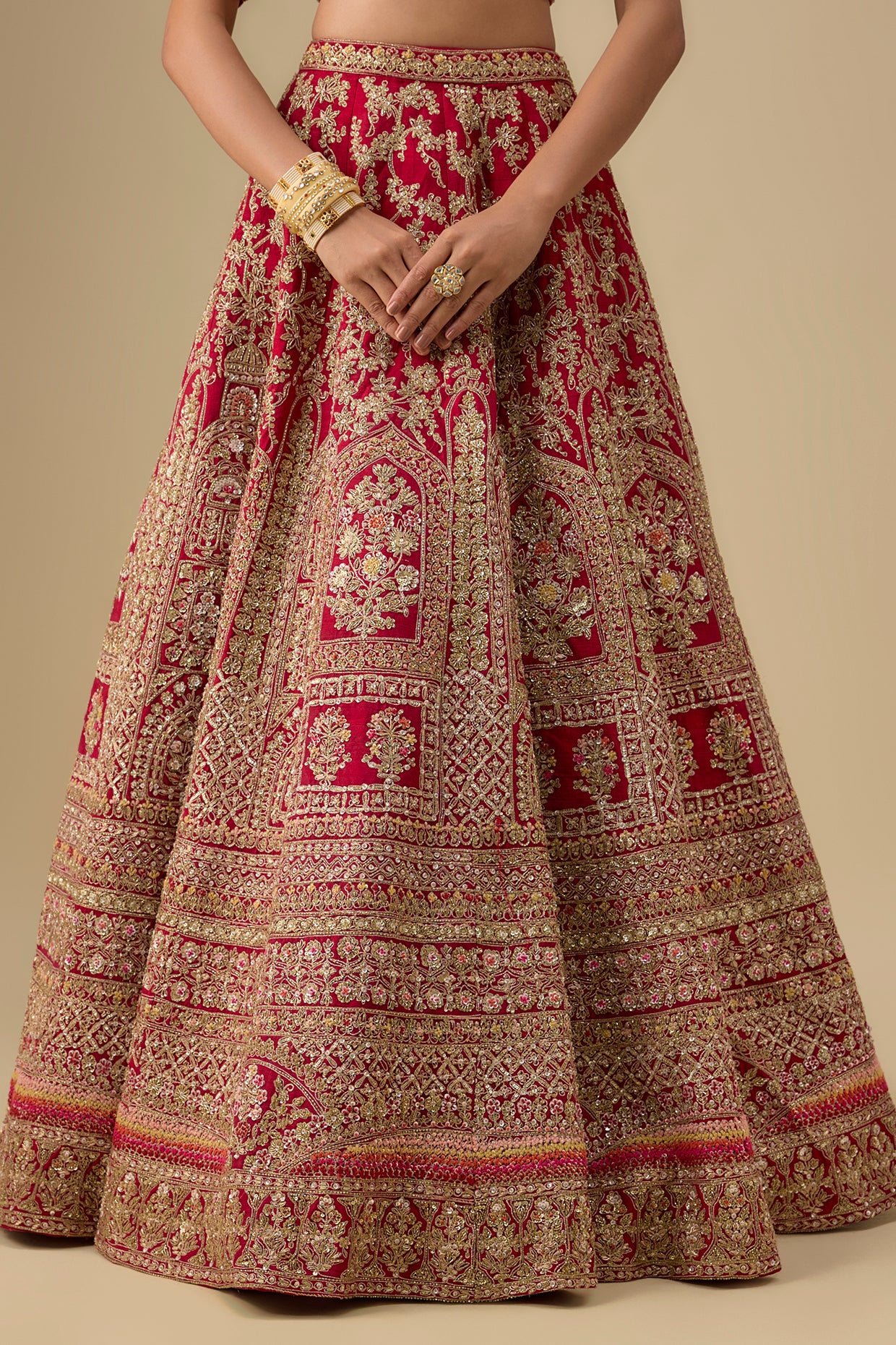 maroon raw silk zardosi embroidered lehenga set