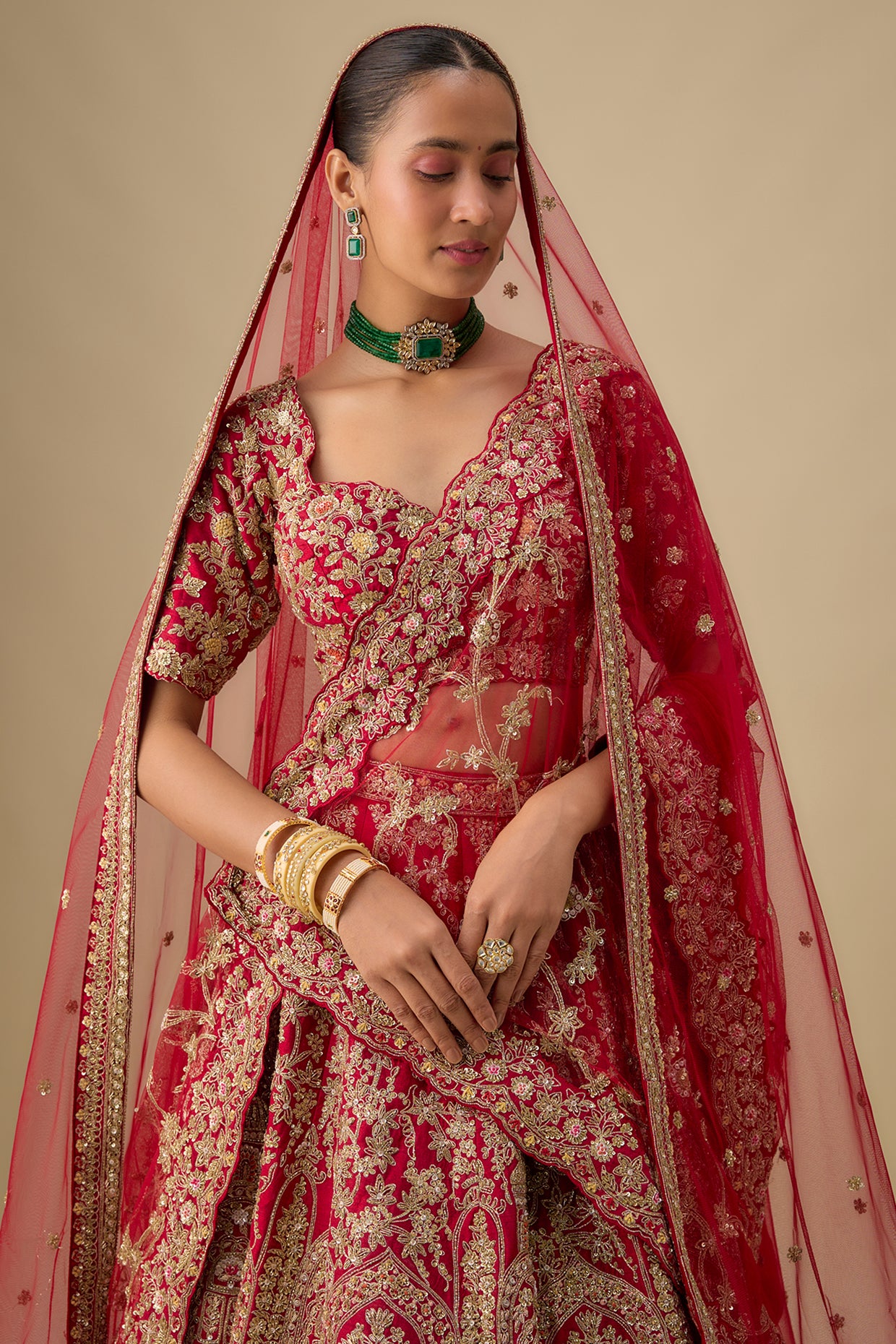 maroon raw silk zardosi embroidered lehenga set