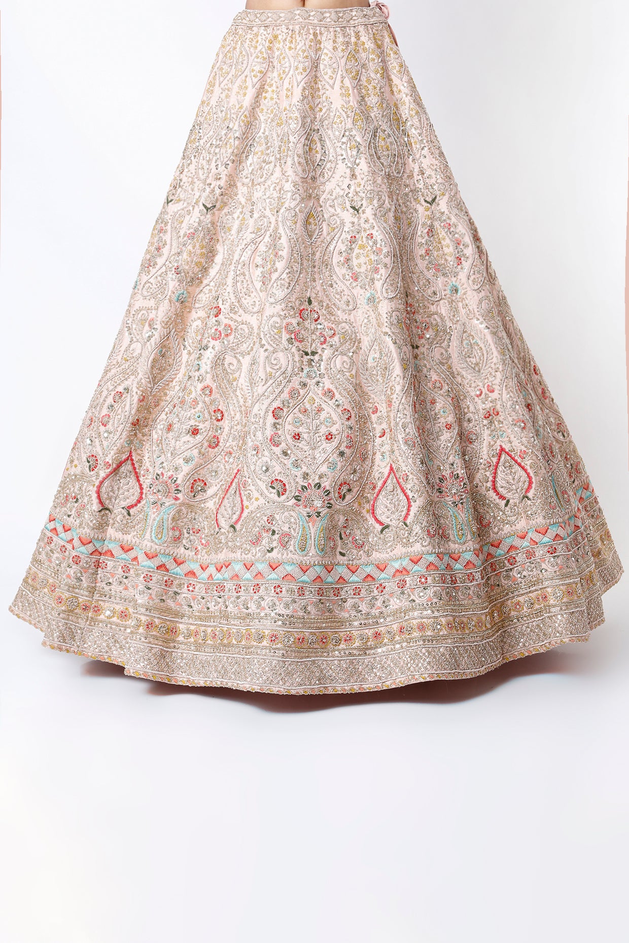 peach embroidered lehenga set