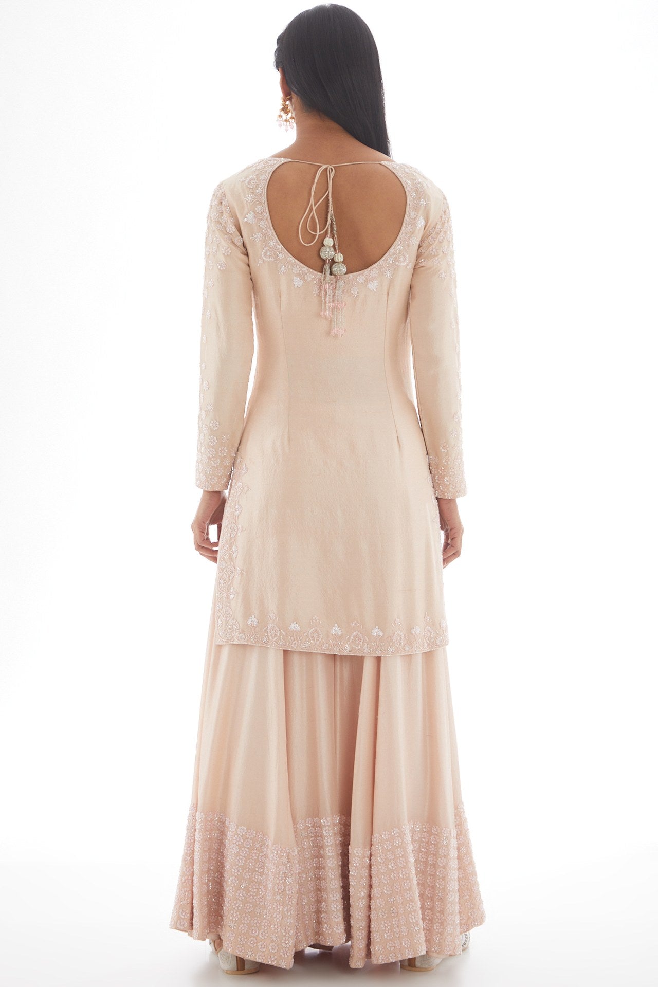 Blush pink embroidered sharara set