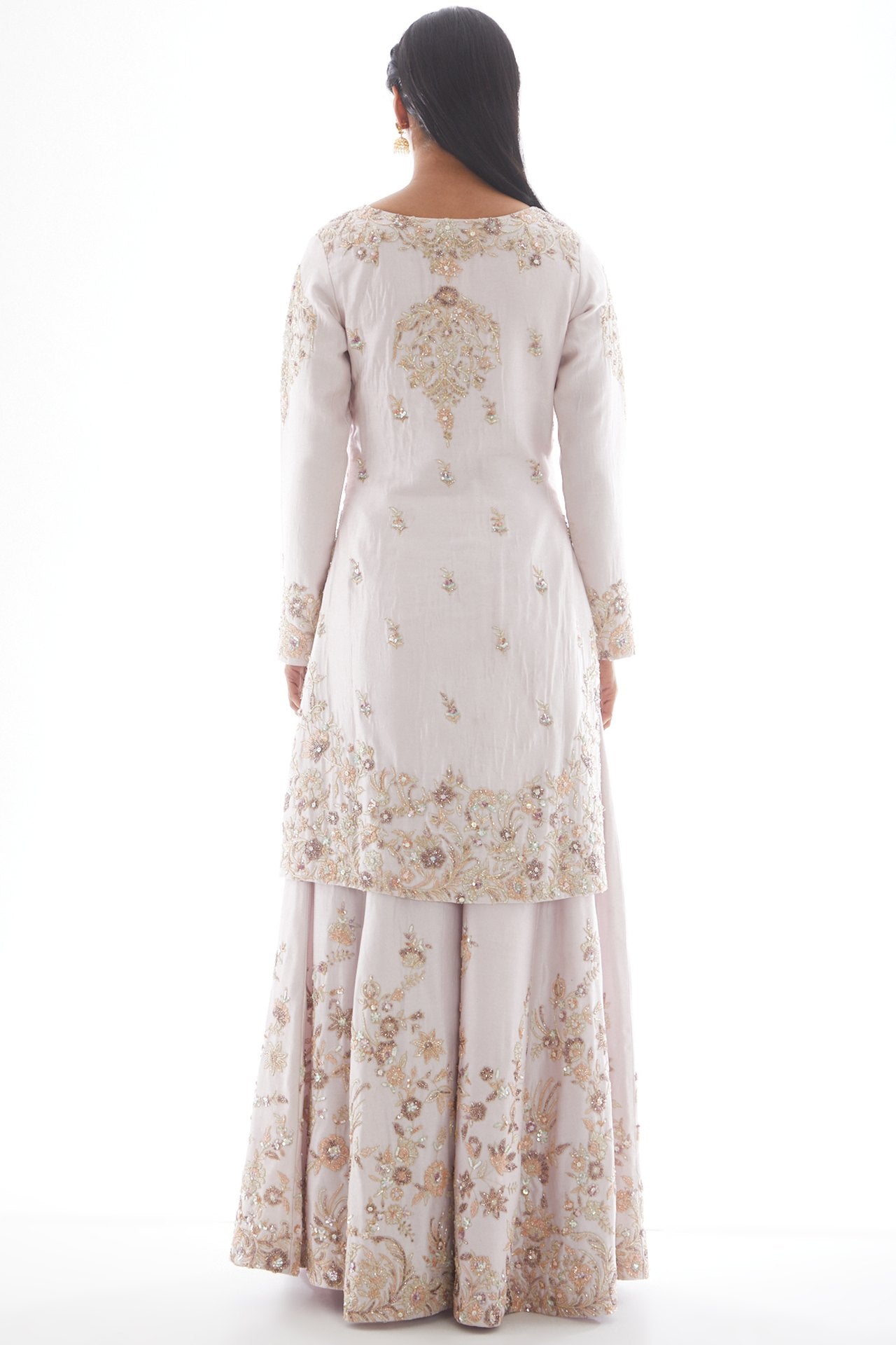 white embroidered sharara set