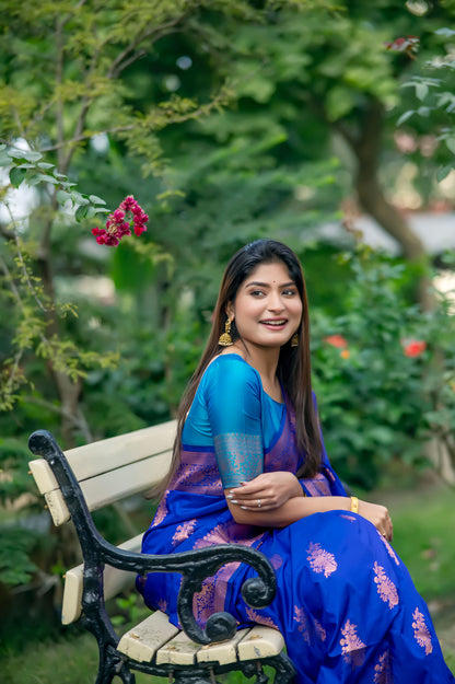 Krishna Royal Blue Banarasi Silk zari Saree