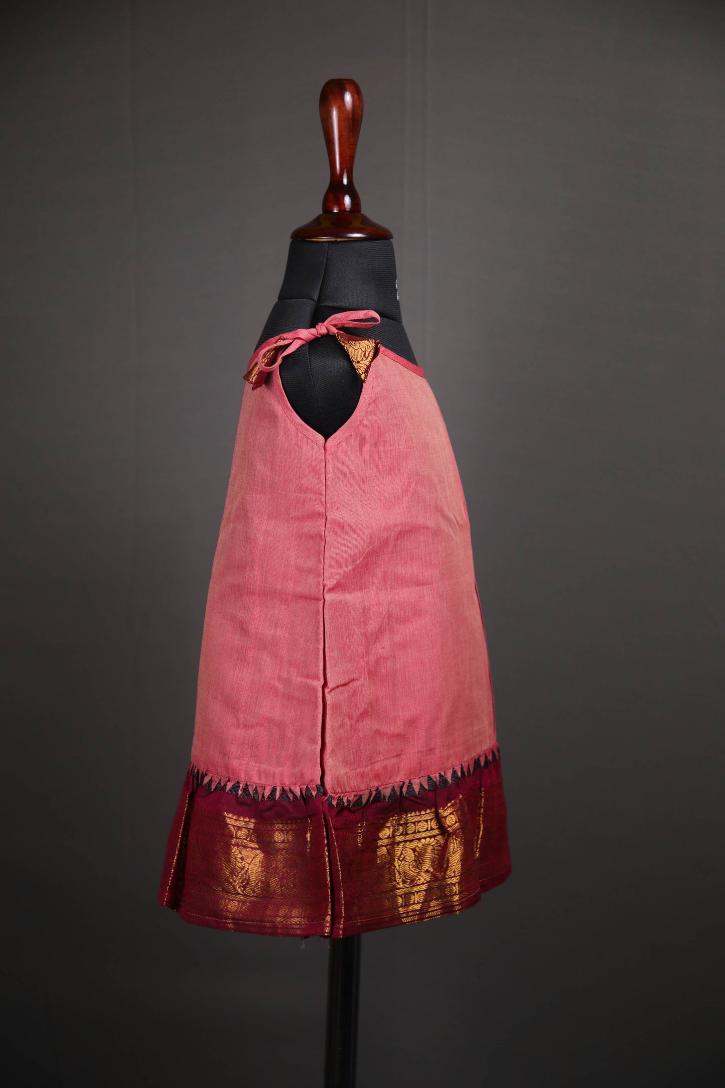 Swara - Tie up Dress in Kanchi Cotton in Onion Pink