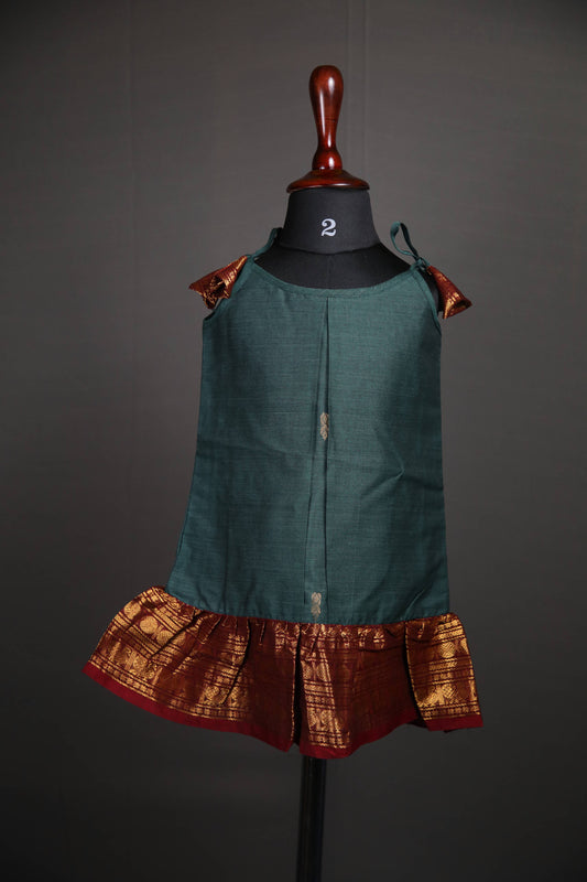 Swara - Tie up Dress in Kanchi Cotton in Teal