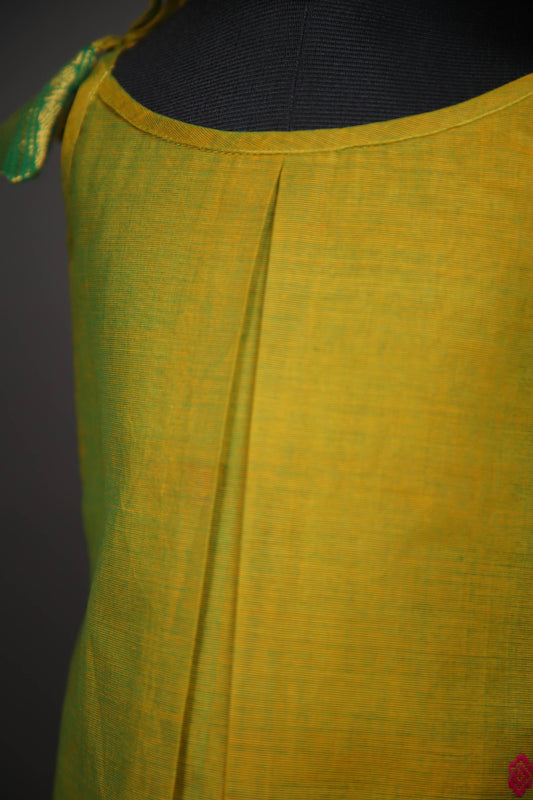Swara - Tie up Dress in Kanchi Cotton in Mehendi Green