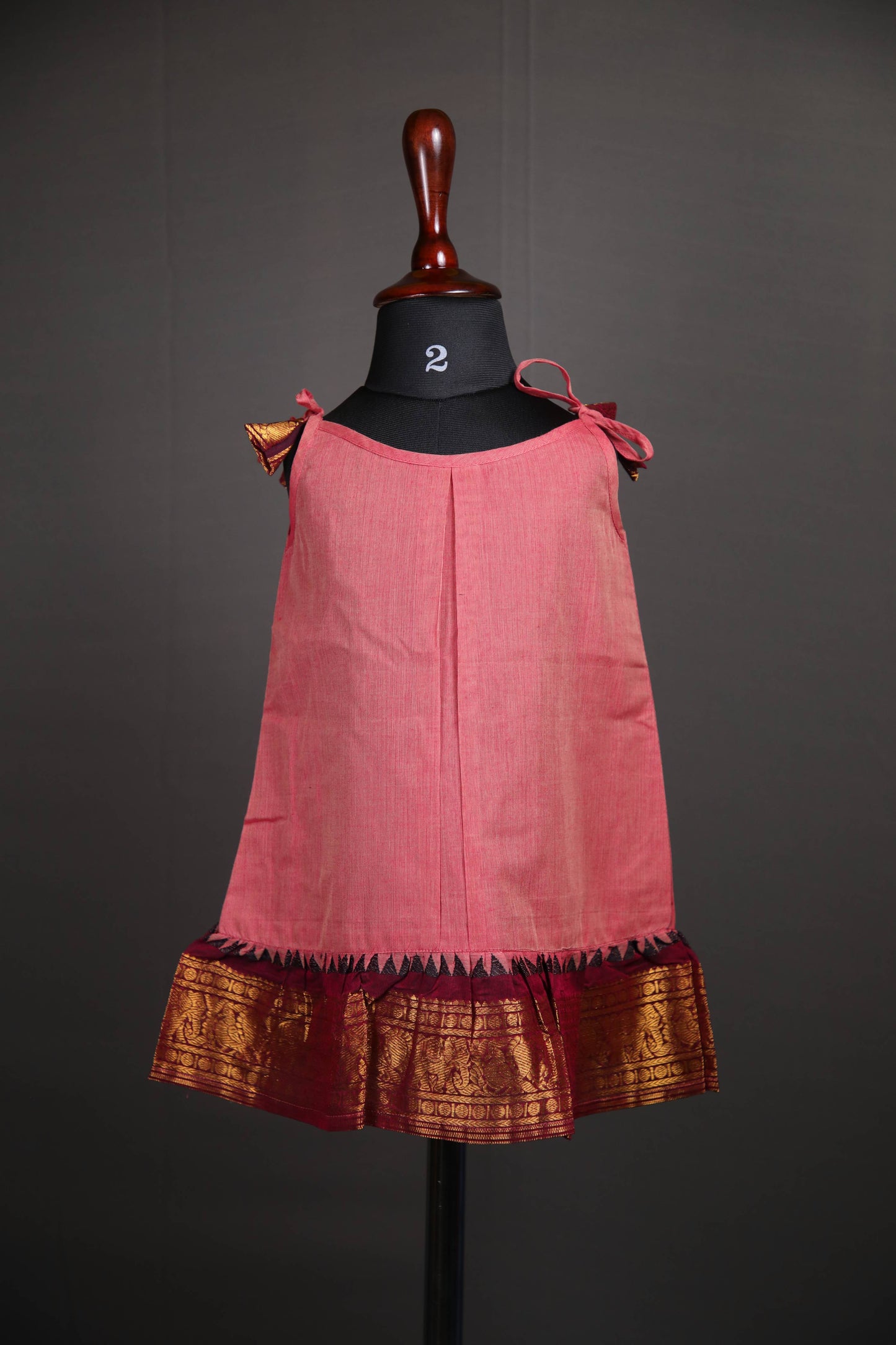Swara - Tie up Dress in Kanchi Cotton in Onion Pink