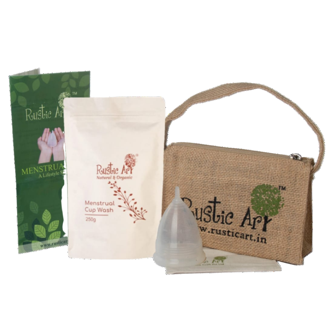 LARGE Menstrual Cup Kit, Rustic Art