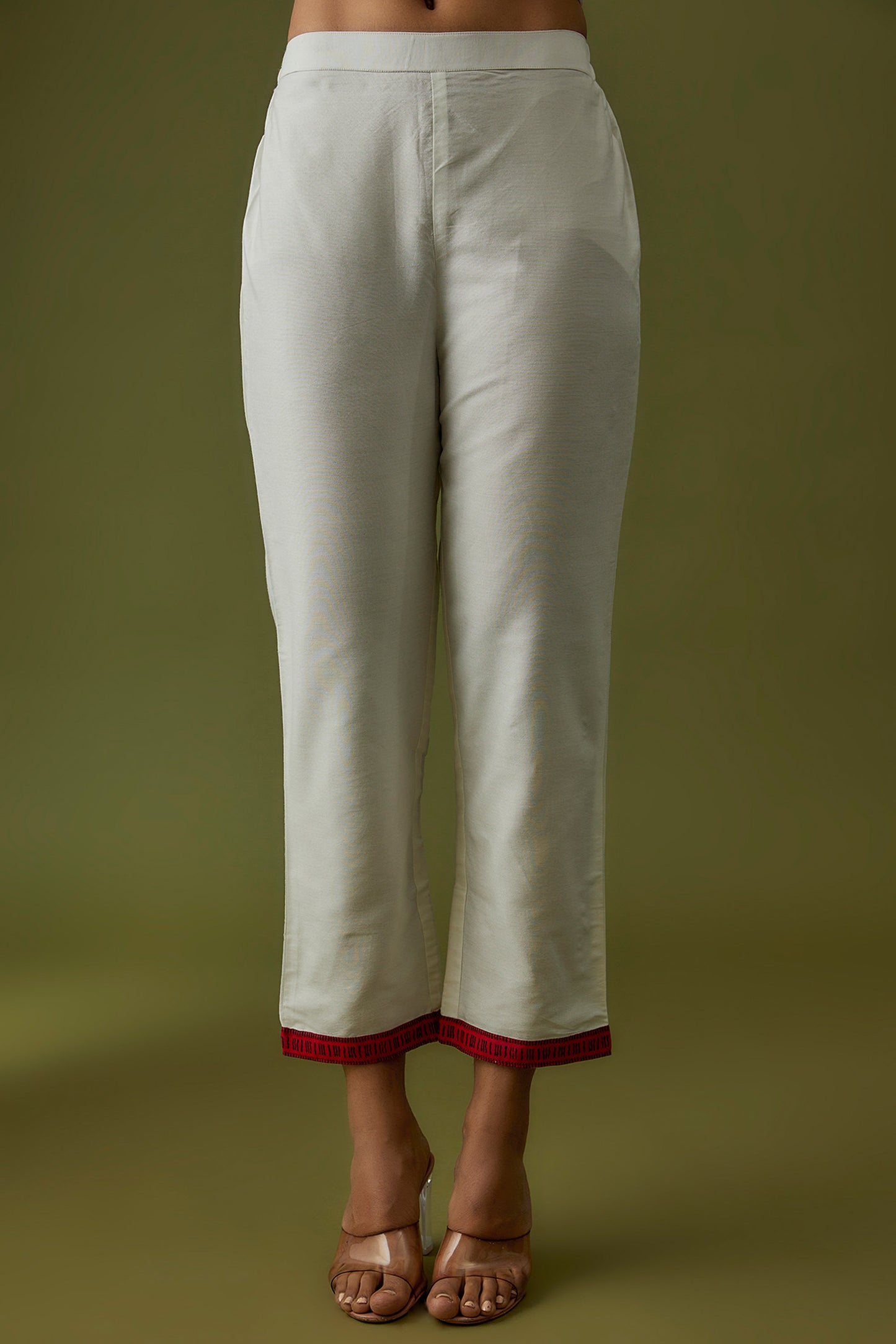 Hand Block Printed Overlap Yoke and Embroidered Kurta Set