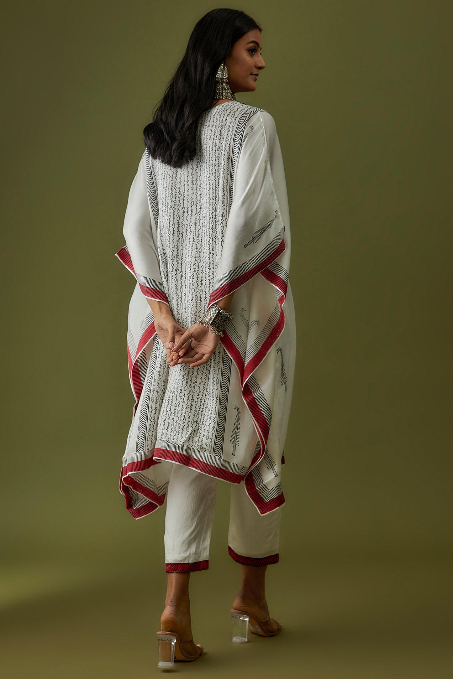 Ivory Hand Block Printed Modal Kaftan set