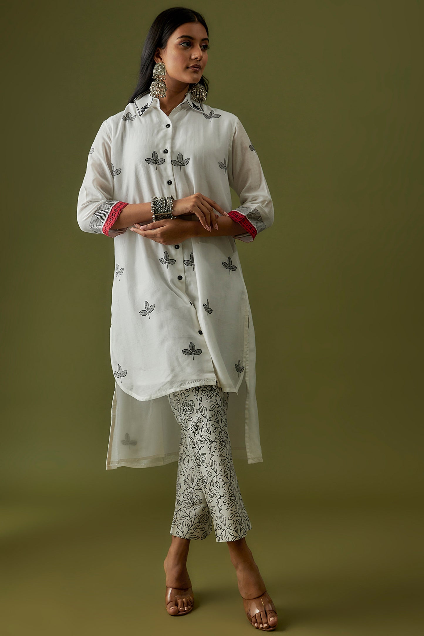 Ivory Hand Block Printed Cotton Silk Coord Set