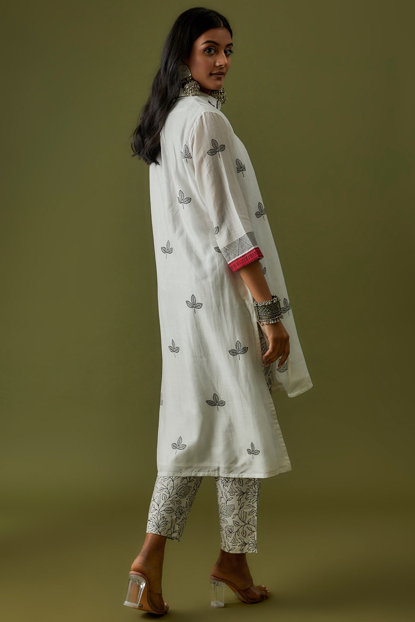 Ivory Hand Block Printed Cotton Silk Coord Set